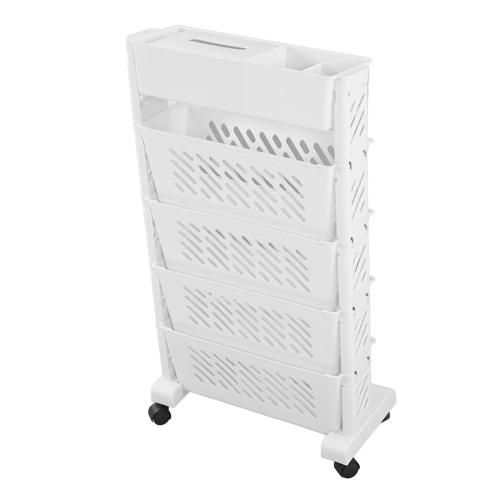 White Storage Organizer Shelf Removable Plastic Movable Bookshelf for Home Study Room 5 Layer - Image 6
