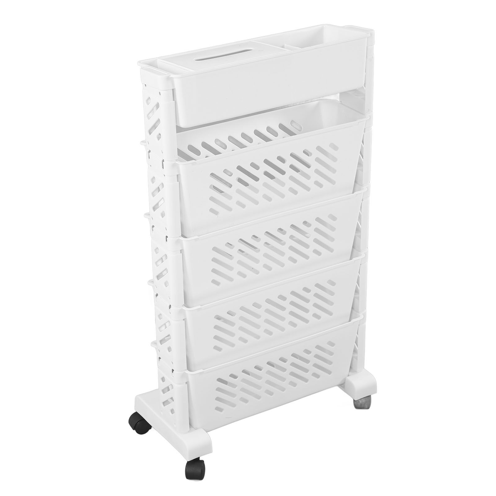 White Storage Organizer Shelf Removable Plastic Movable Bookshelf for Home Study Room 5 Layer - Image 7