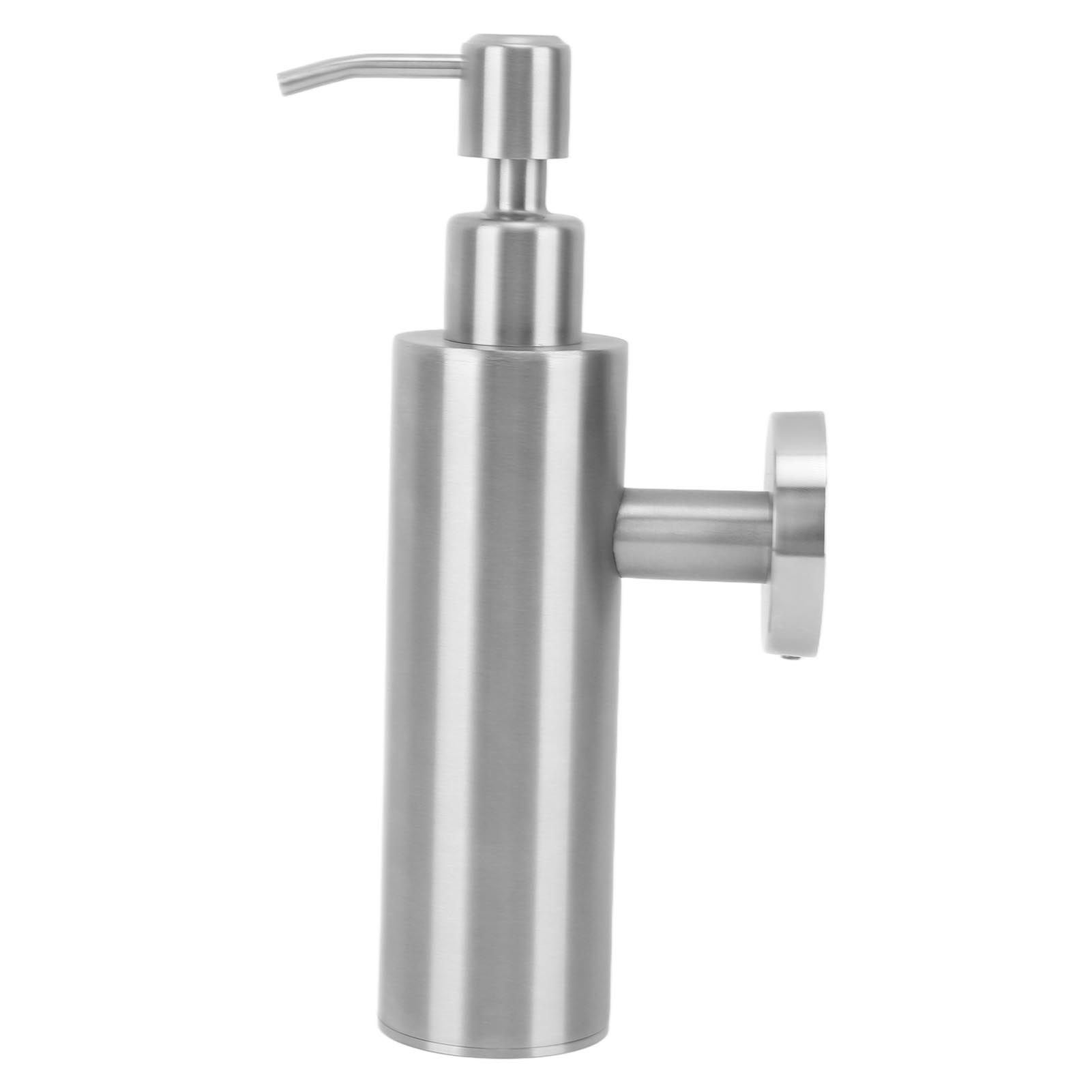 304 Stainless Steel Soap Dispenser Rustproof Refillable Soap Dispenser Soap Pump Bottle for Kitchen Bathroom Wall Mounted, Round - Image 2