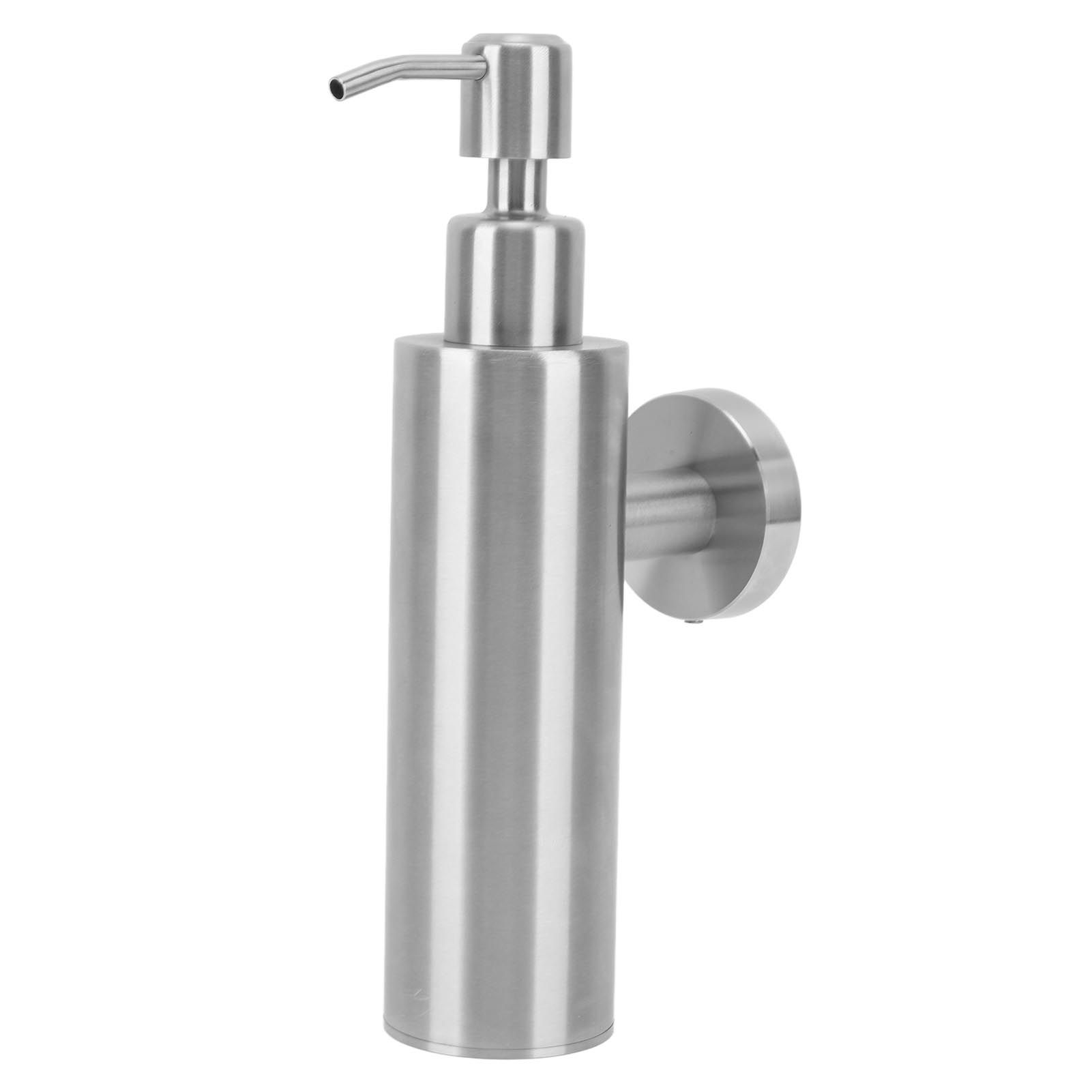 304 Stainless Steel Soap Dispenser Rustproof Refillable Soap Dispenser Soap Pump Bottle for Kitchen Bathroom Wall Mounted, Round - Image 3