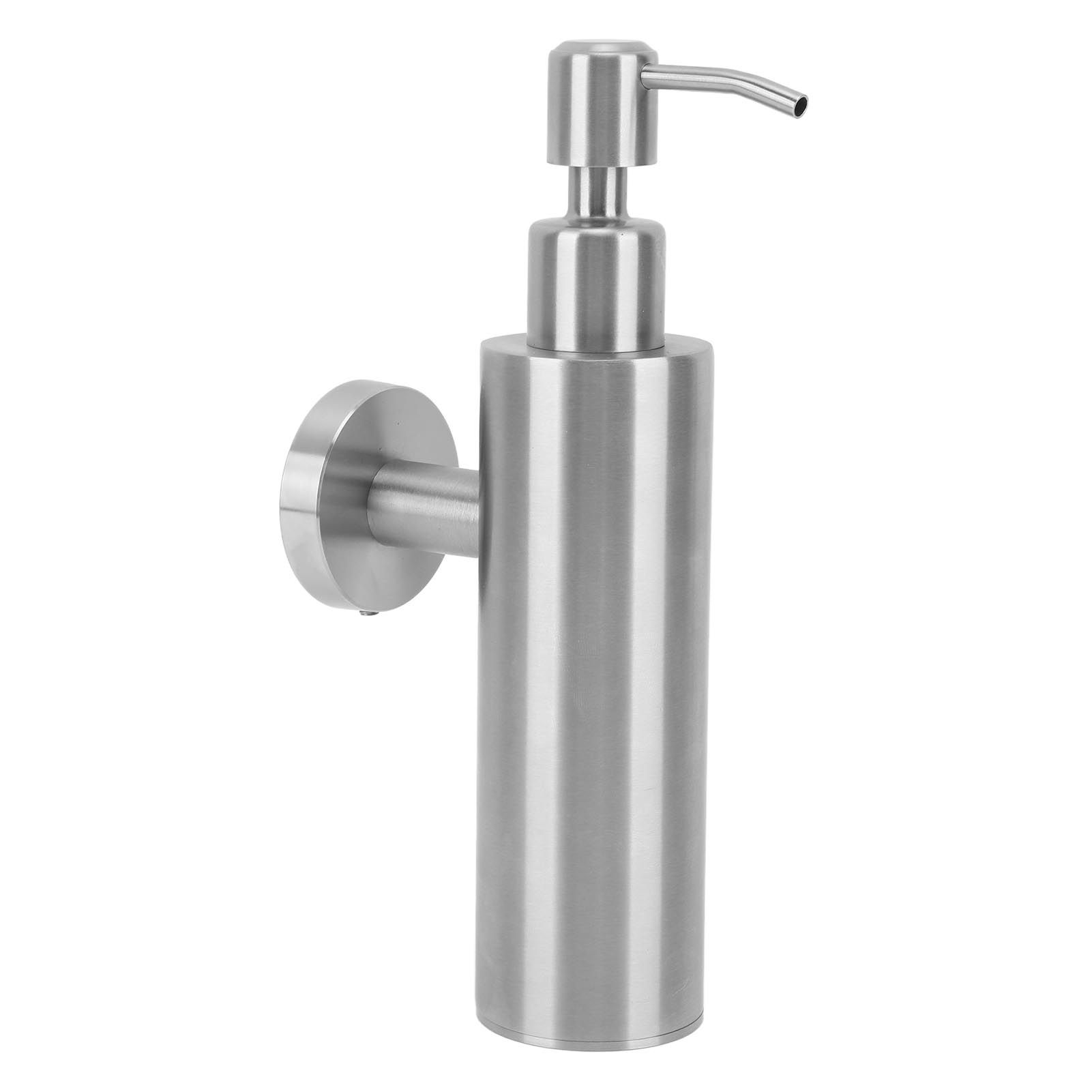 304 Stainless Steel Soap Dispenser Rustproof Refillable Soap Dispenser Soap Pump Bottle for Kitchen Bathroom Wall Mounted, Round - Image 4
