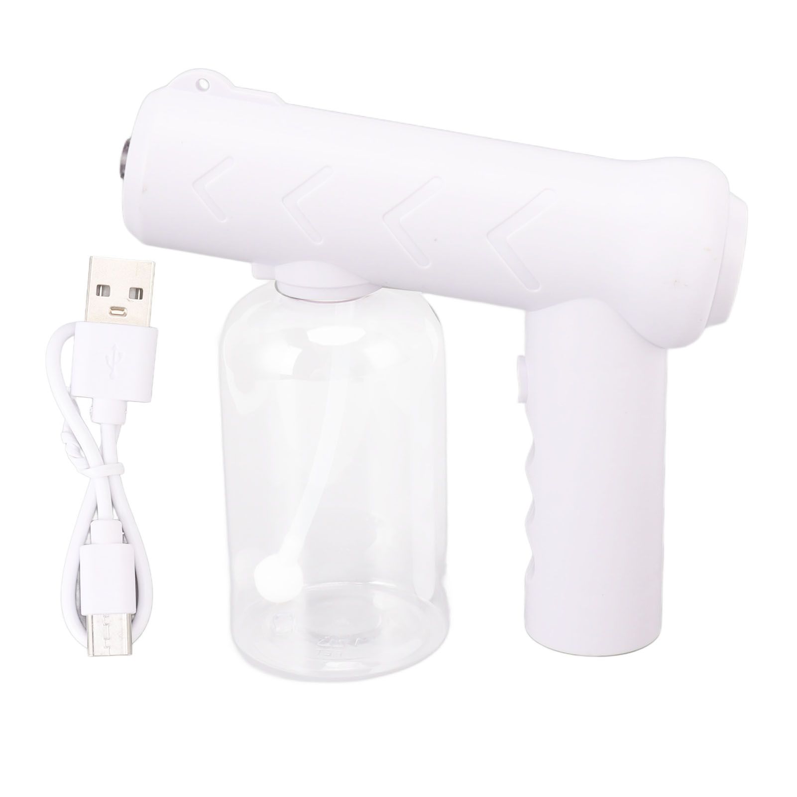 Nano Cleaning Sprayer Rechargeable Blue Light Portable Handheld Alcohol Atomizer for Home Garden School 380ml White - Image 1