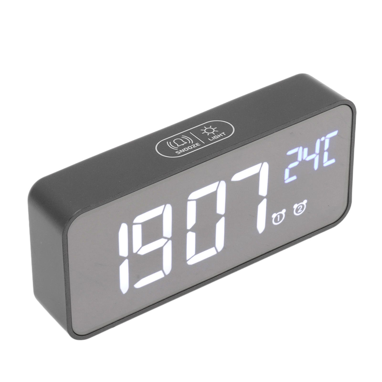 LED Mirror Digital Alarm Clock Large Screen Intelligent Brightness Adjust Snooze Function Power Off Memory 13 Songs for Home - Image 2