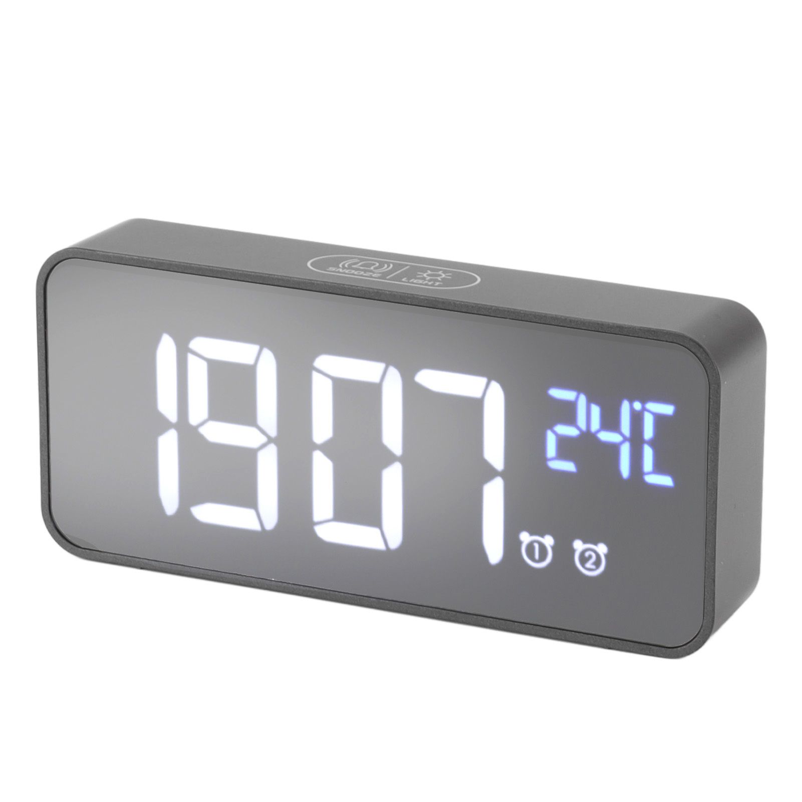 LED Mirror Digital Alarm Clock Large Screen Intelligent Brightness Adjust Snooze Function Power Off Memory 13 Songs for Home - Image 3