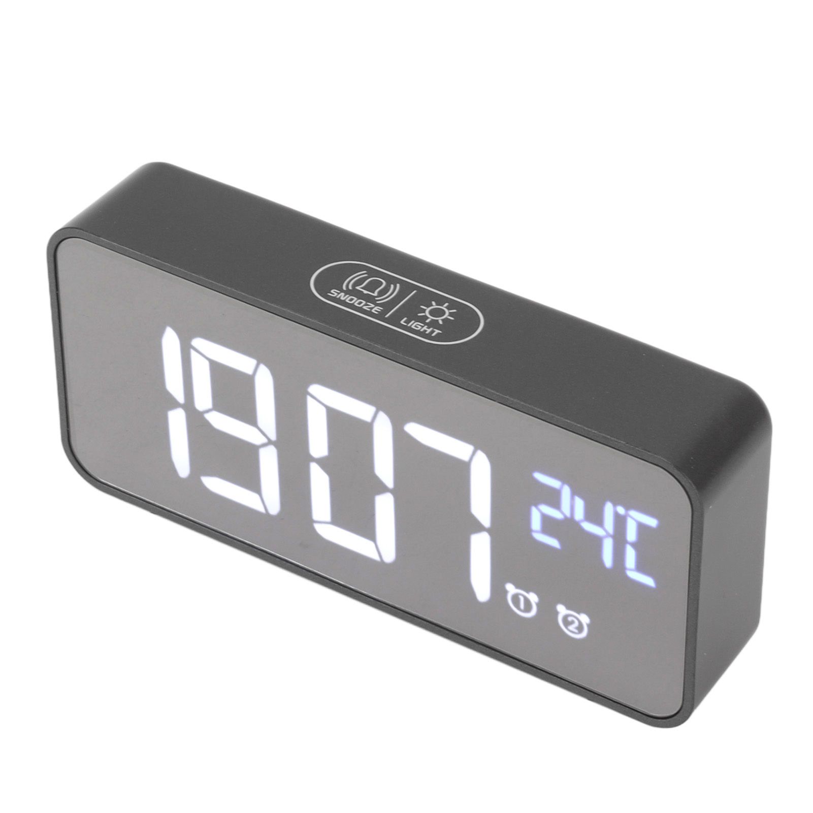 LED Mirror Digital Alarm Clock Large Screen Intelligent Brightness Adjust Snooze Function Power Off Memory 13 Songs for Home - Image 6