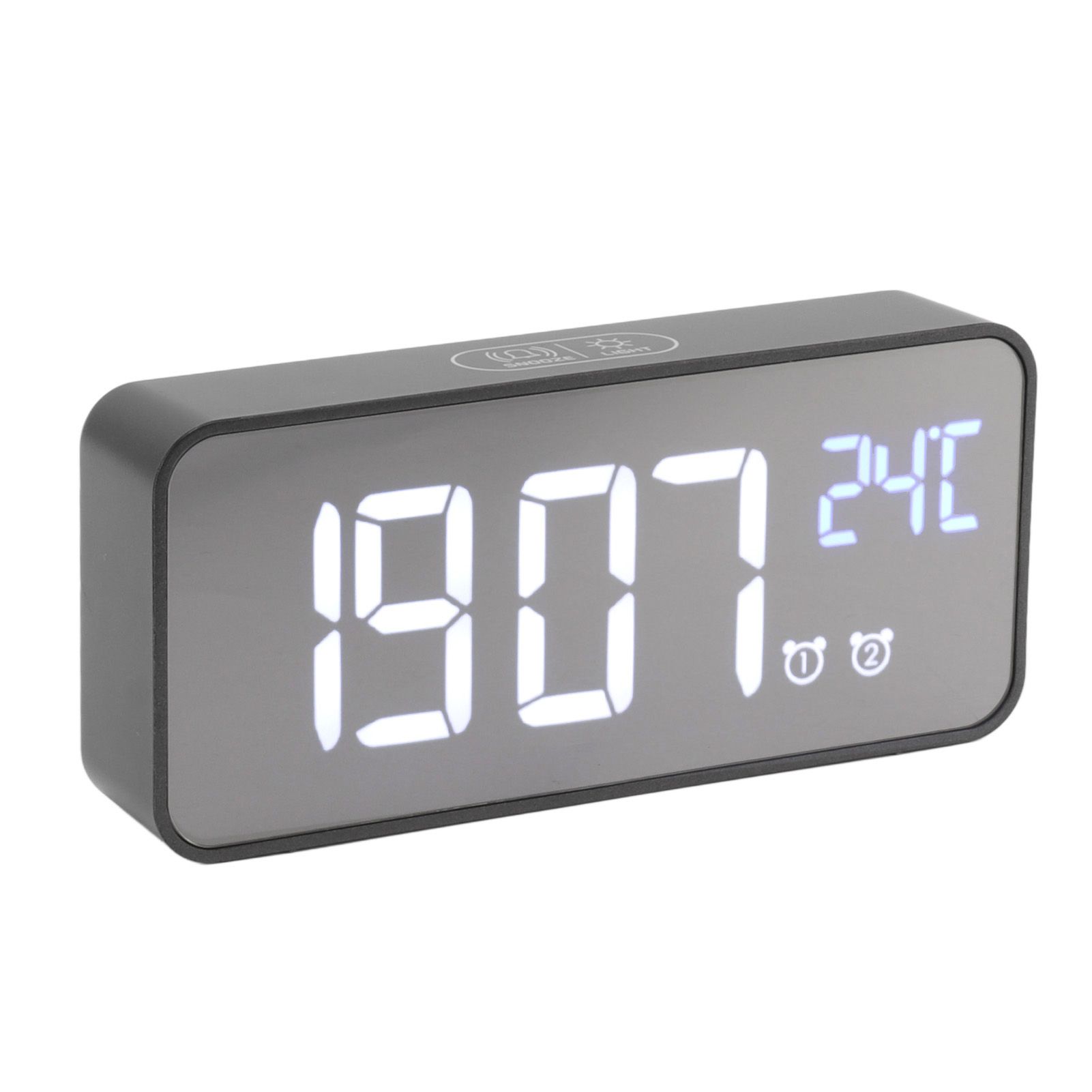 LED Mirror Digital Alarm Clock Large Screen Intelligent Brightness Adjust Snooze Function Power Off Memory 13 Songs for Home - Image 7