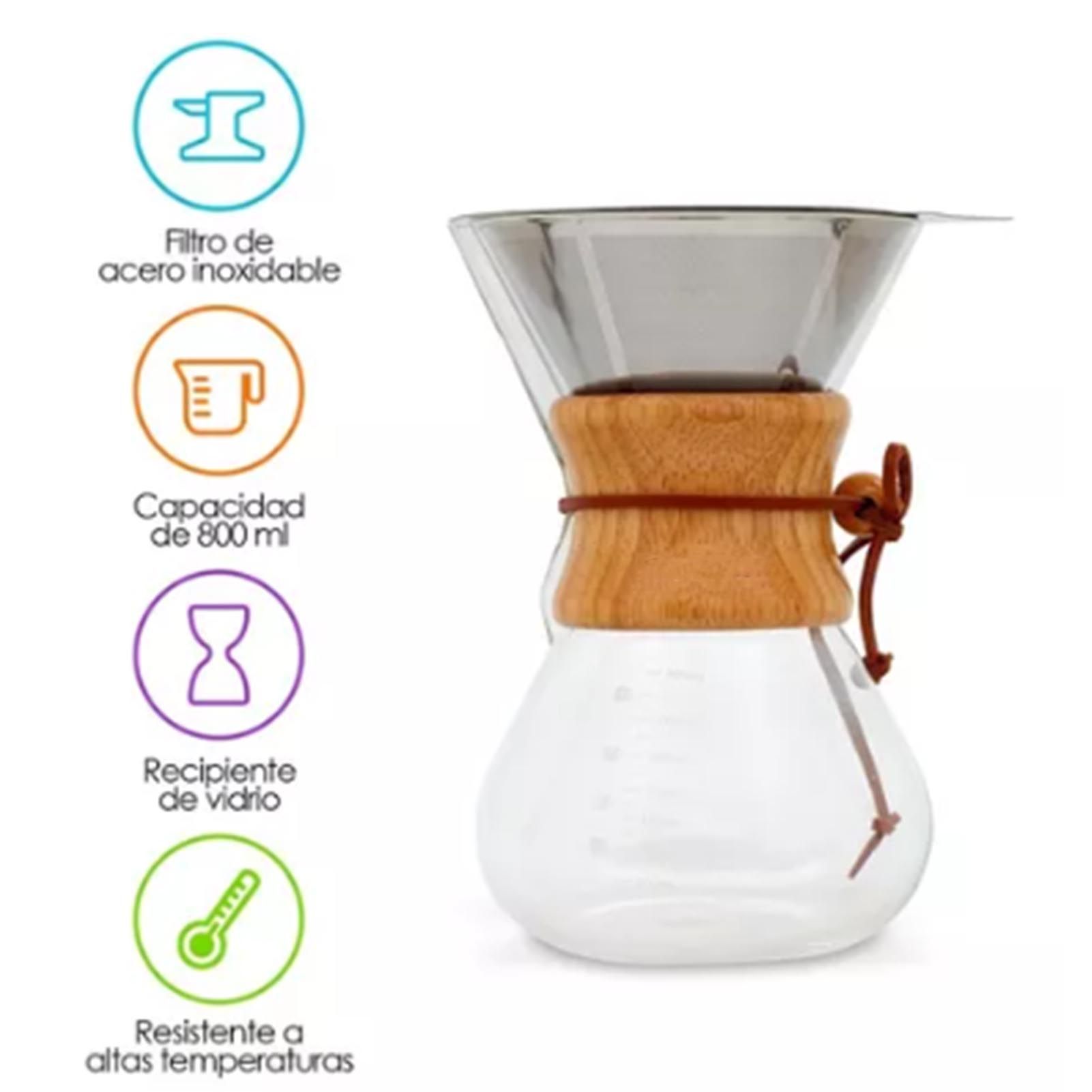 800ml Pour Over Coffee Maker High Borosilicate Glass Manual Coffee Dripper with Stainless Steel Filter - Image 5
