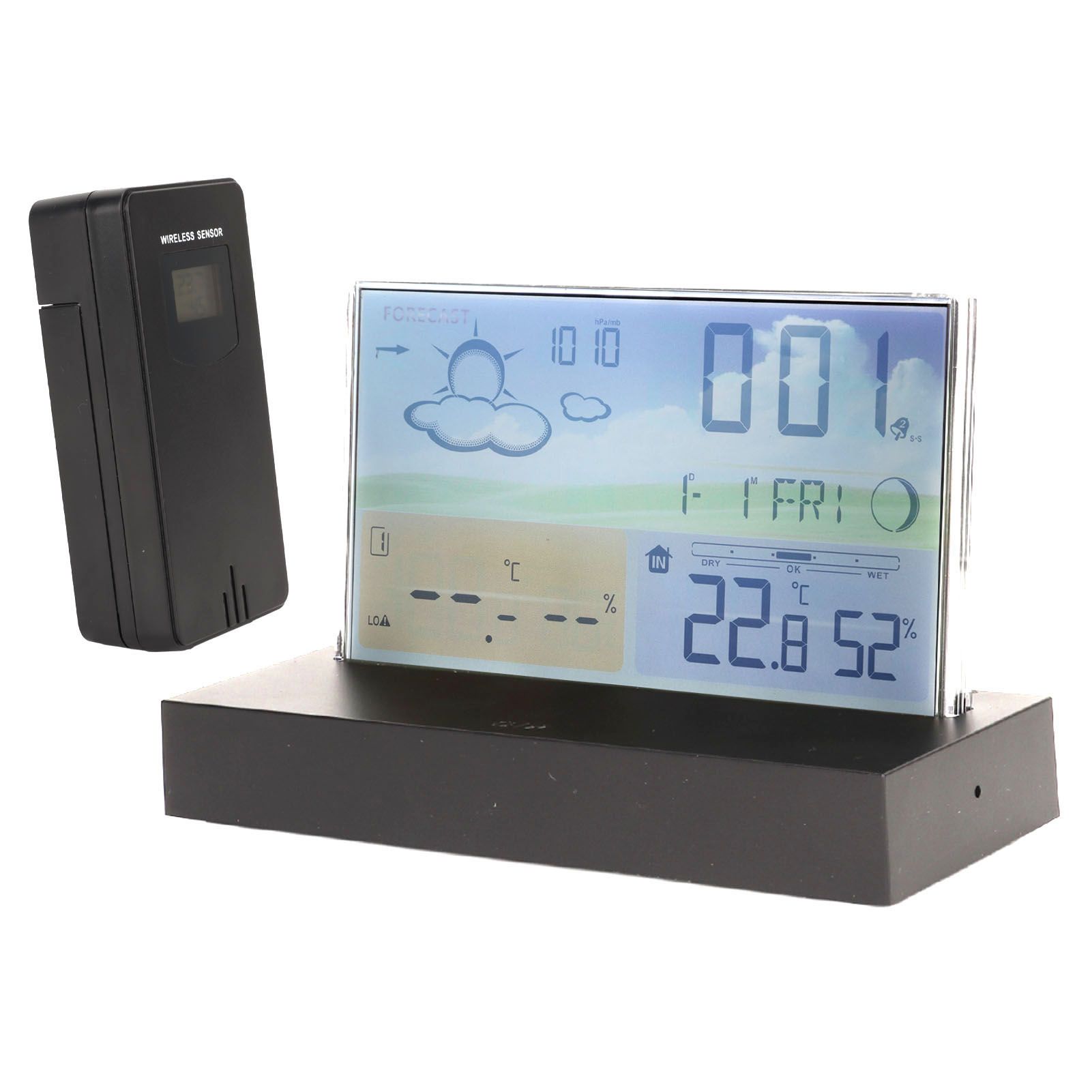 Weather Clock Transparent ABS Wireless Multifunctional Temperature Alarm Clock with Color Screen - Image 8