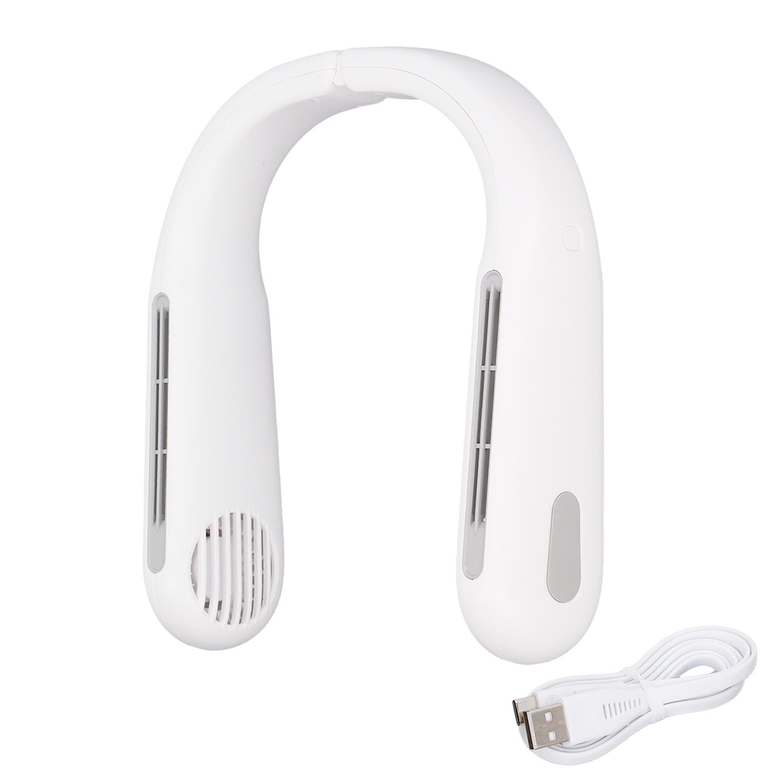 Mini Portable Neck Fan with 3 Wind Speeds Rapid Cooling USB Hanging Neck Electric Fan for Sports Travel Outdoor White - Image 1