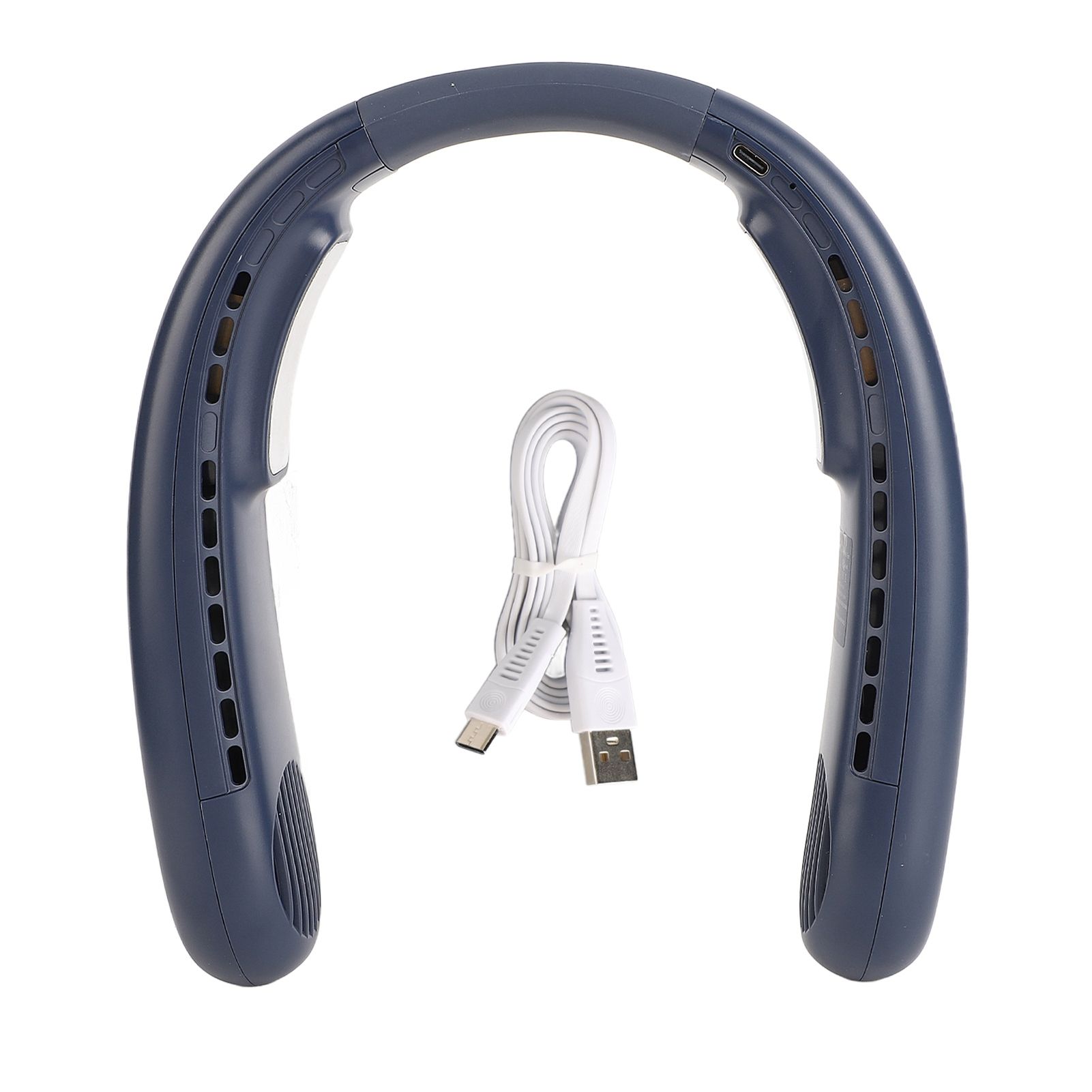 Hanging Neck Fans Portable Semiconductor Dual Cooling 3 Wind Speed Adjustable Mini USB Charging Neck Cooling Fan Blue - Image 1