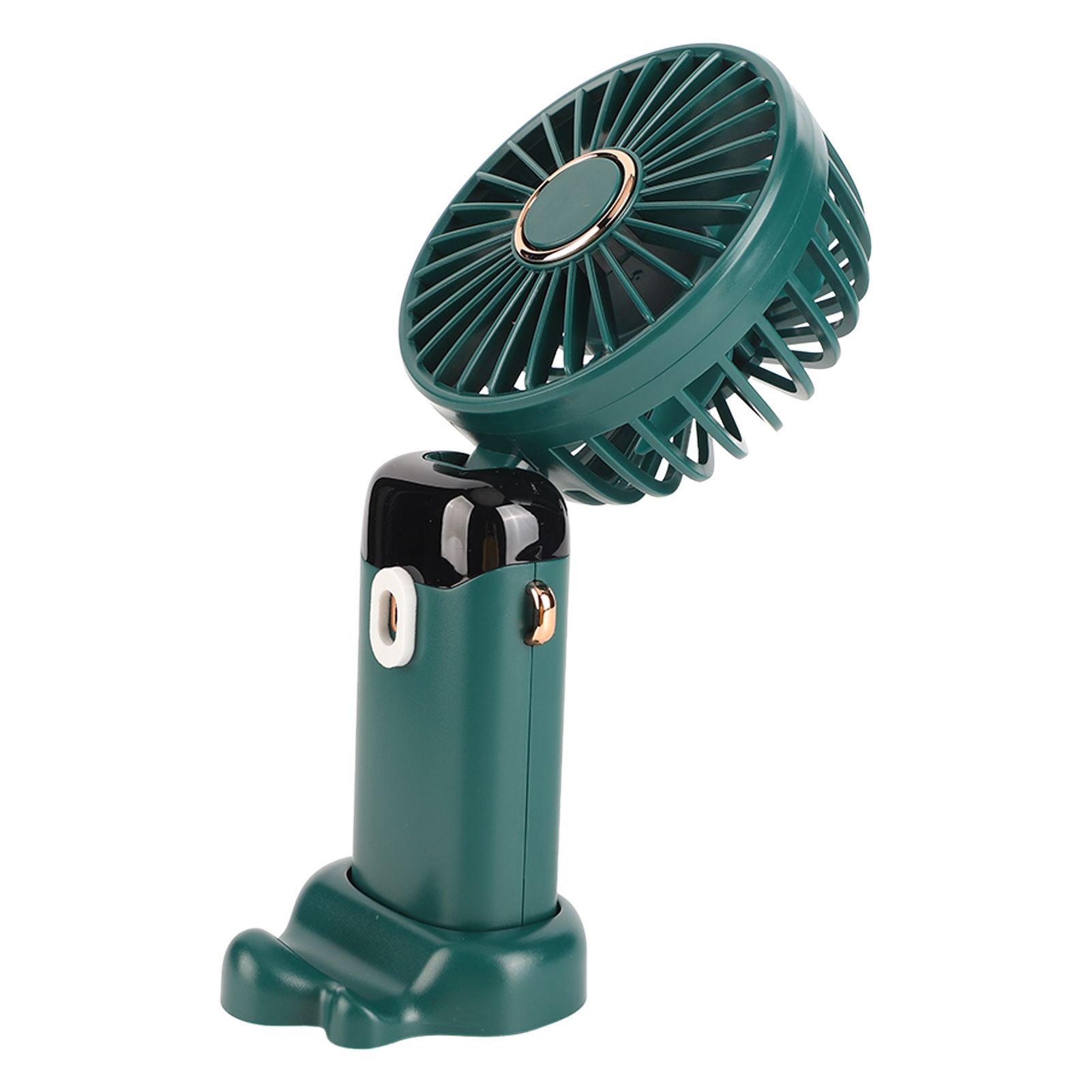 Mini Handheld Fan ABS Portable Digital Display USB Charging Foldable Neck Hanging Fan with Lanyard for Office Outdoor Green - Image 2