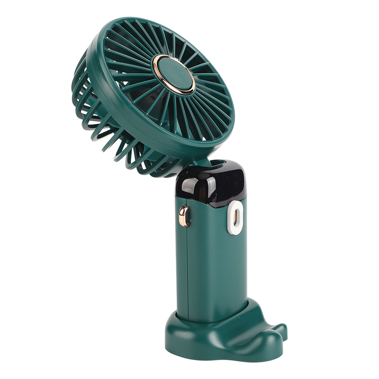 Mini Handheld Fan ABS Portable Digital Display USB Charging Foldable Neck Hanging Fan with Lanyard for Office Outdoor Green - Image 4