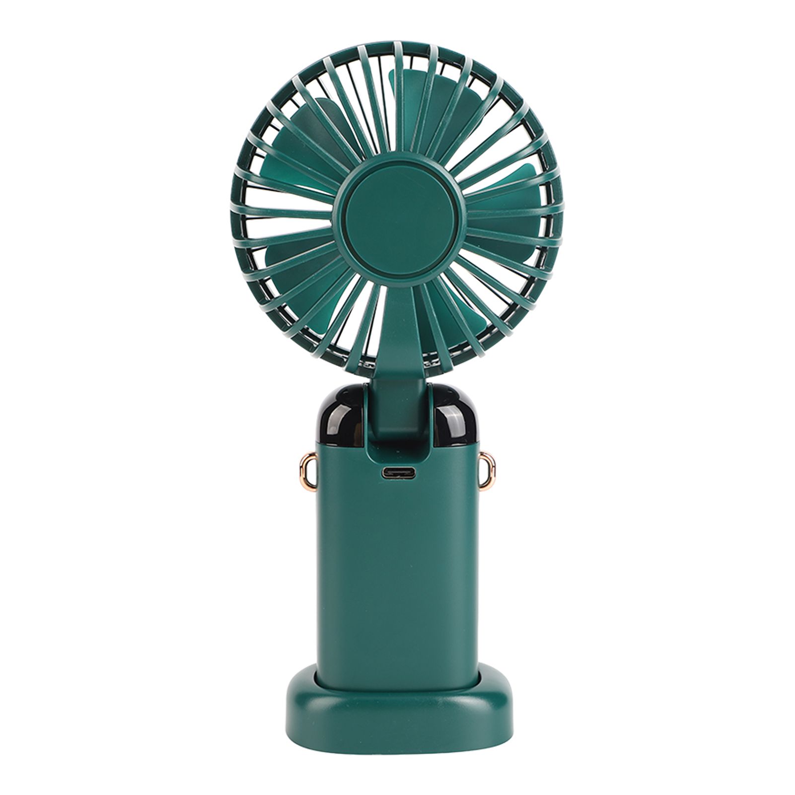 Mini Handheld Fan ABS Portable Digital Display USB Charging Foldable Neck Hanging Fan with Lanyard for Office Outdoor Green - Image 5