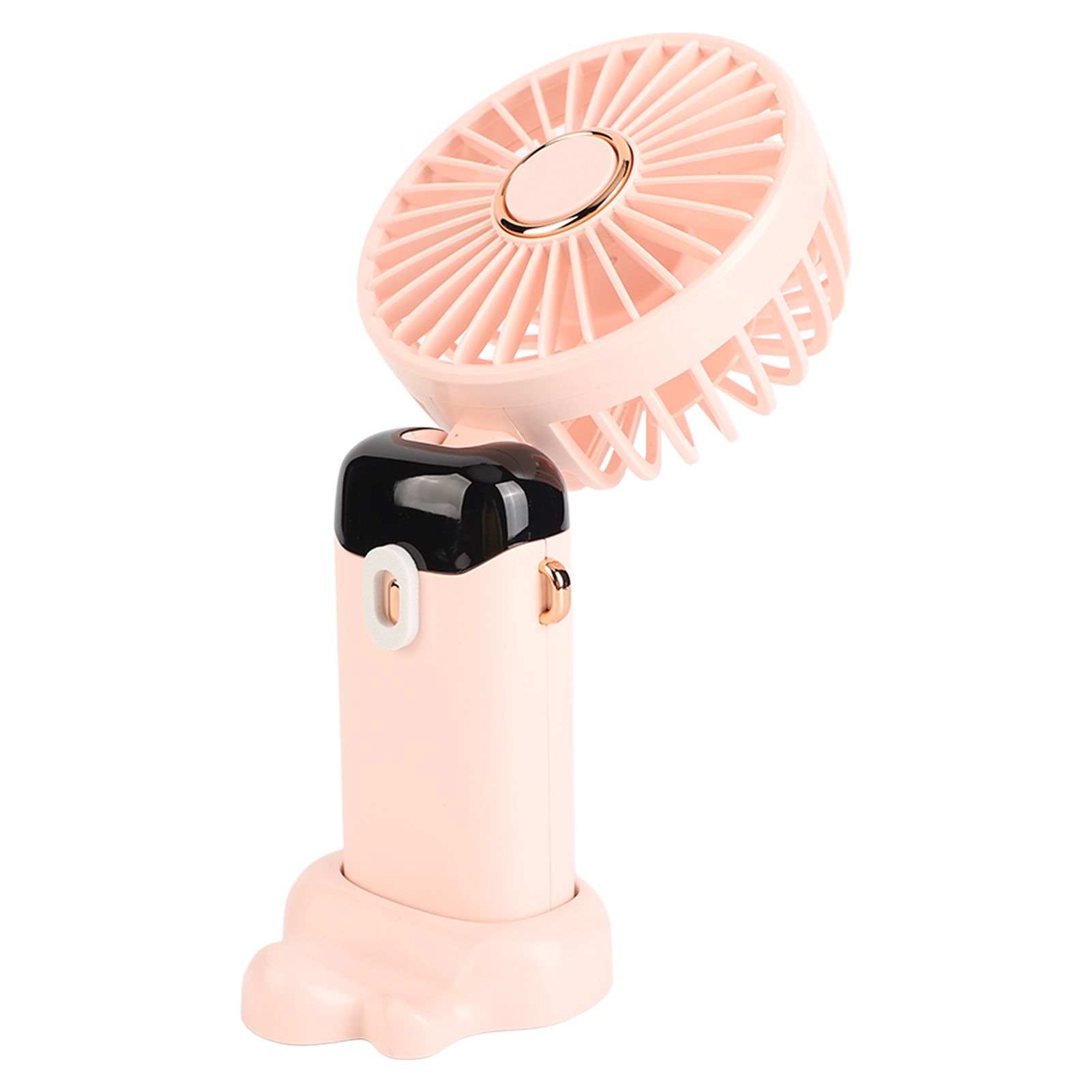 Mini Handheld Fan ABS Portable Digital Display USB Charging Foldable Neck Hanging Fan with Lanyard for Office Outdoor Pink - Image 2