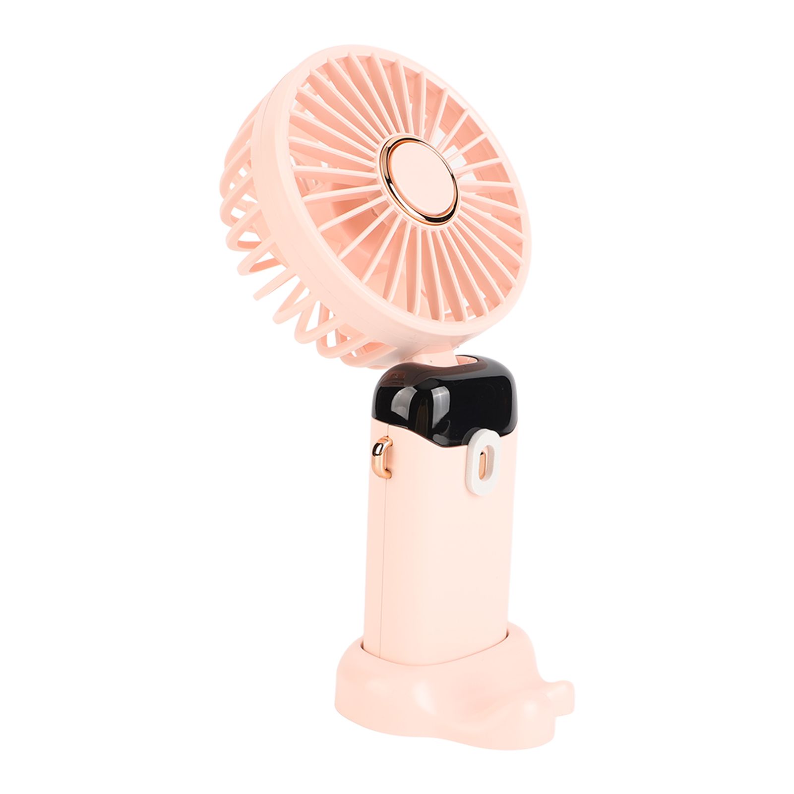 Mini Handheld Fan ABS Portable Digital Display USB Charging Foldable Neck Hanging Fan with Lanyard for Office Outdoor Pink - Image 3