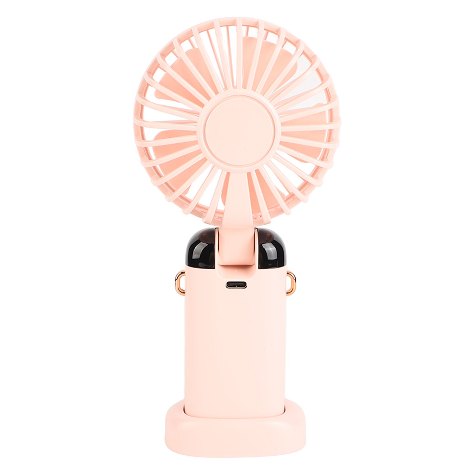 Mini Handheld Fan ABS Portable Digital Display USB Charging Foldable Neck Hanging Fan with Lanyard for Office Outdoor Pink - Image 4