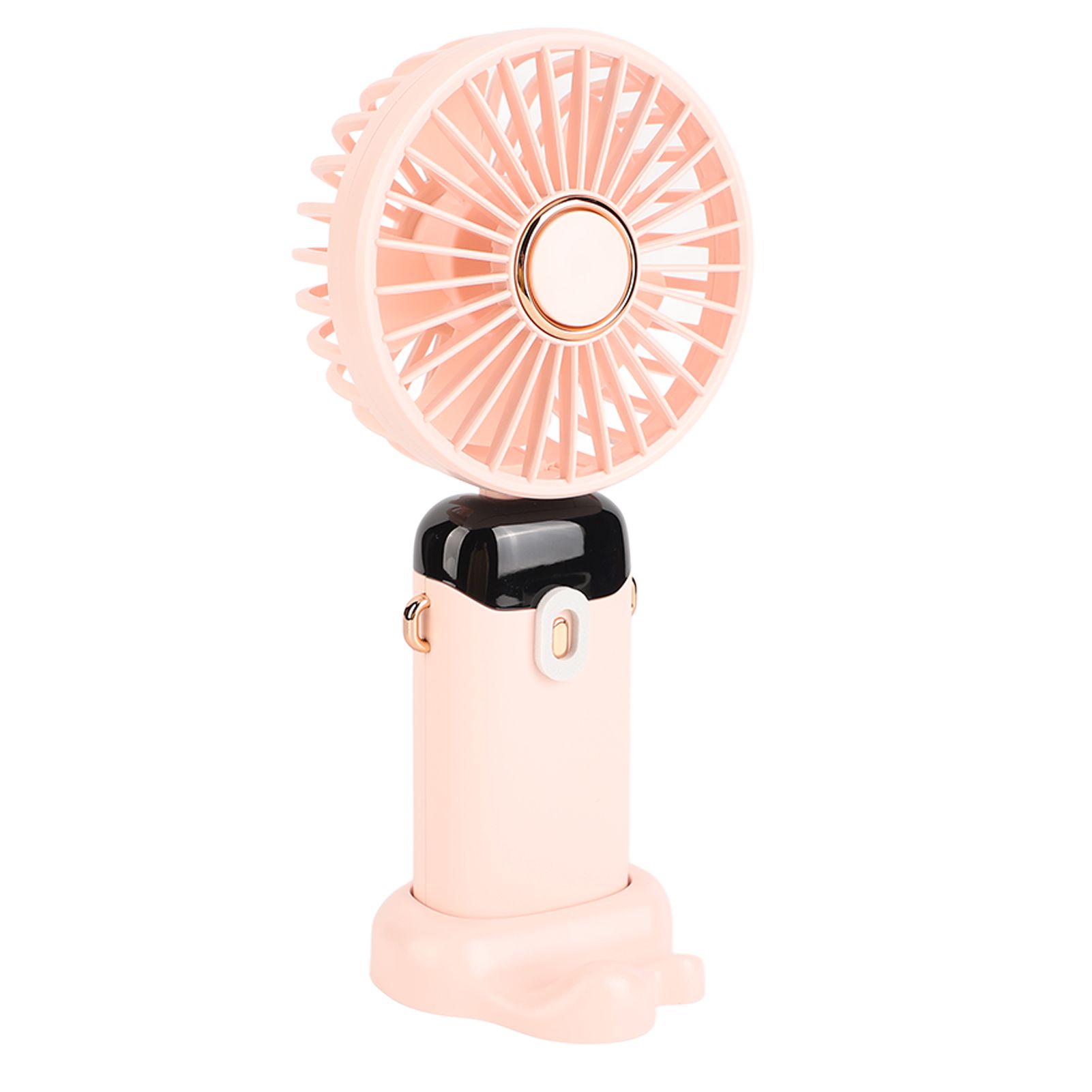 Mini Handheld Fan ABS Portable Digital Display USB Charging Foldable Neck Hanging Fan with Lanyard for Office Outdoor Pink - Image 5