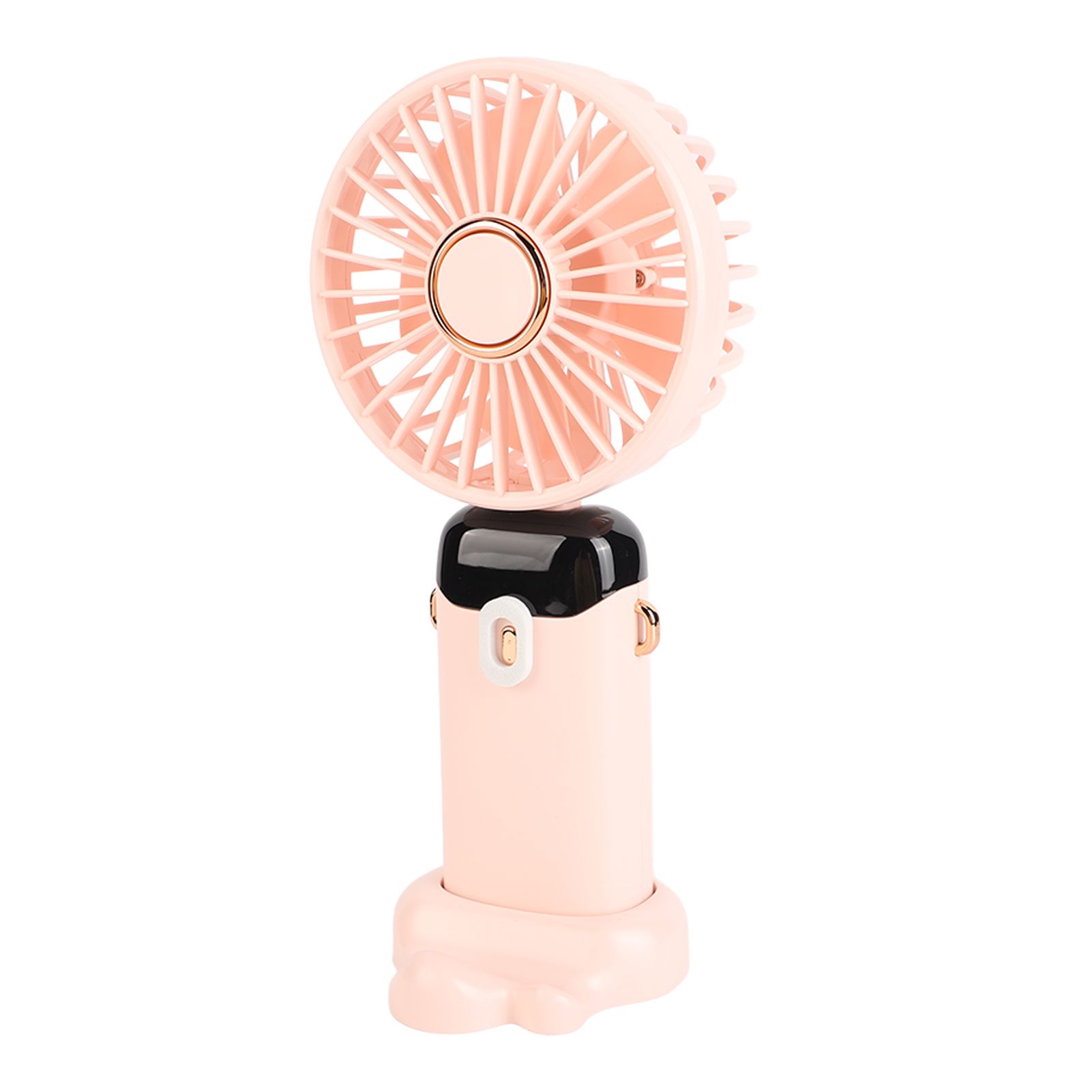 Mini Handheld Fan ABS Portable Digital Display USB Charging Foldable Neck Hanging Fan with Lanyard for Office Outdoor Pink - Image 6