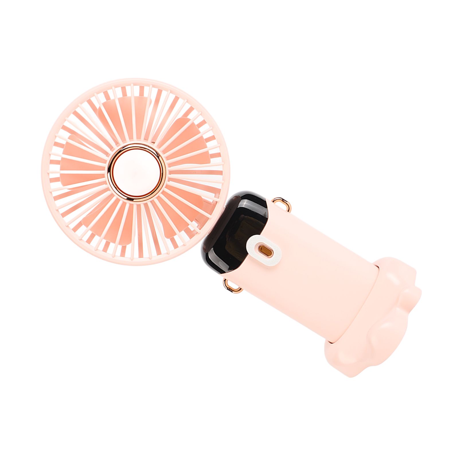Mini Handheld Fan ABS Portable Digital Display USB Charging Foldable Neck Hanging Fan with Lanyard for Office Outdoor Pink - Image 7