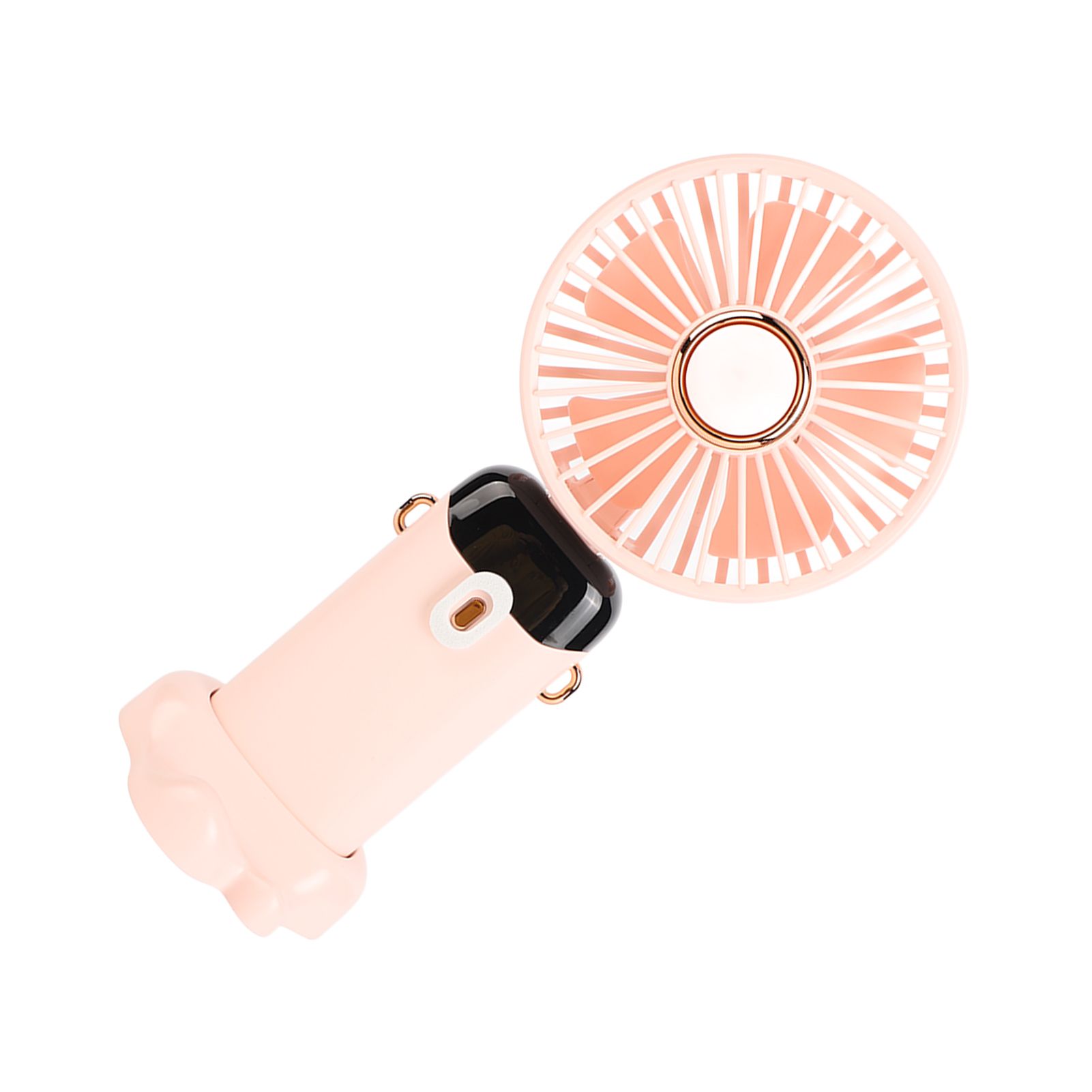 Mini Handheld Fan ABS Portable Digital Display USB Charging Foldable Neck Hanging Fan with Lanyard for Office Outdoor Pink - Image 8