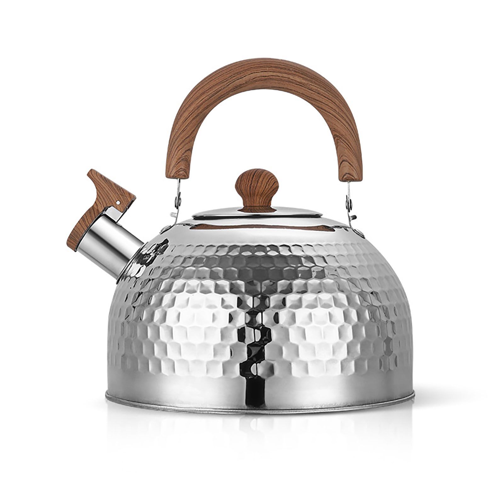 Water Kettle Stainless Steel Whistle Water Kettle Large Capacity Flat Bottomed for Gas Induction Cooker Boil Water 2L Hammer - Image 1