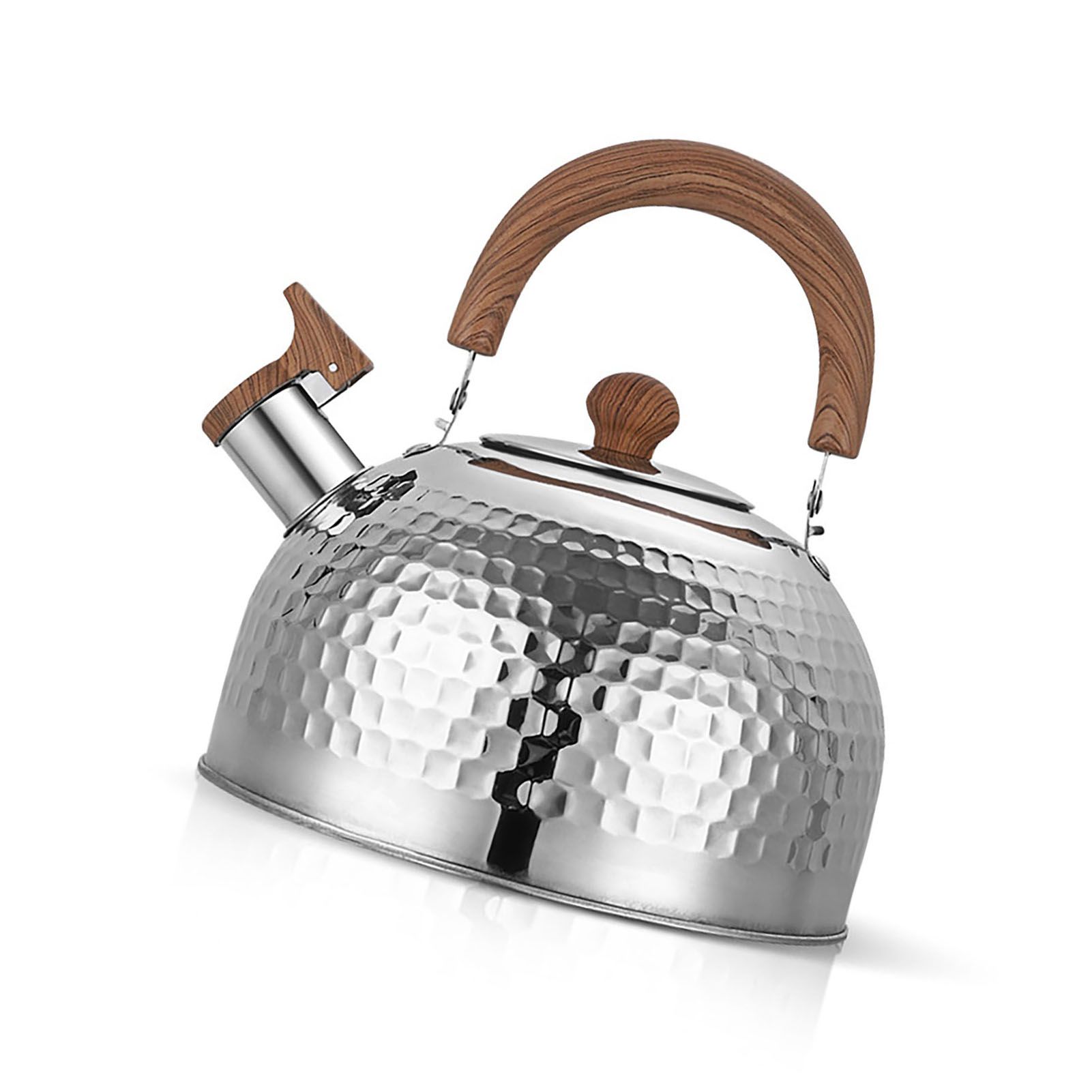 Water Kettle Stainless Steel Whistle Water Kettle Large Capacity Flat Bottomed for Gas Induction Cooker Boil Water 2L Hammer - Image 2