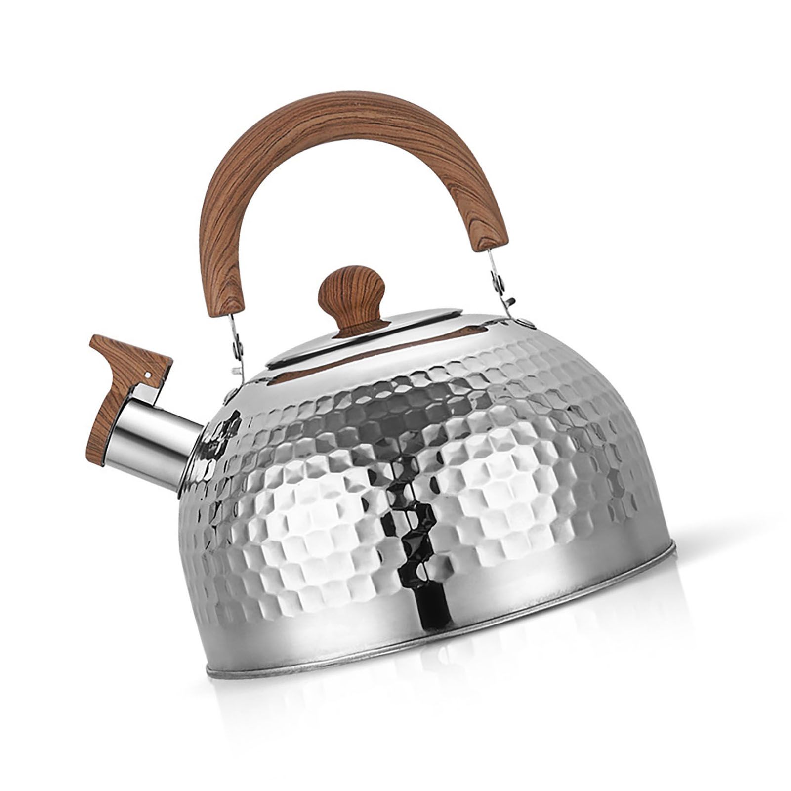 Water Kettle Stainless Steel Whistle Water Kettle Large Capacity Flat Bottomed for Gas Induction Cooker Boil Water 2L Hammer - Image 3