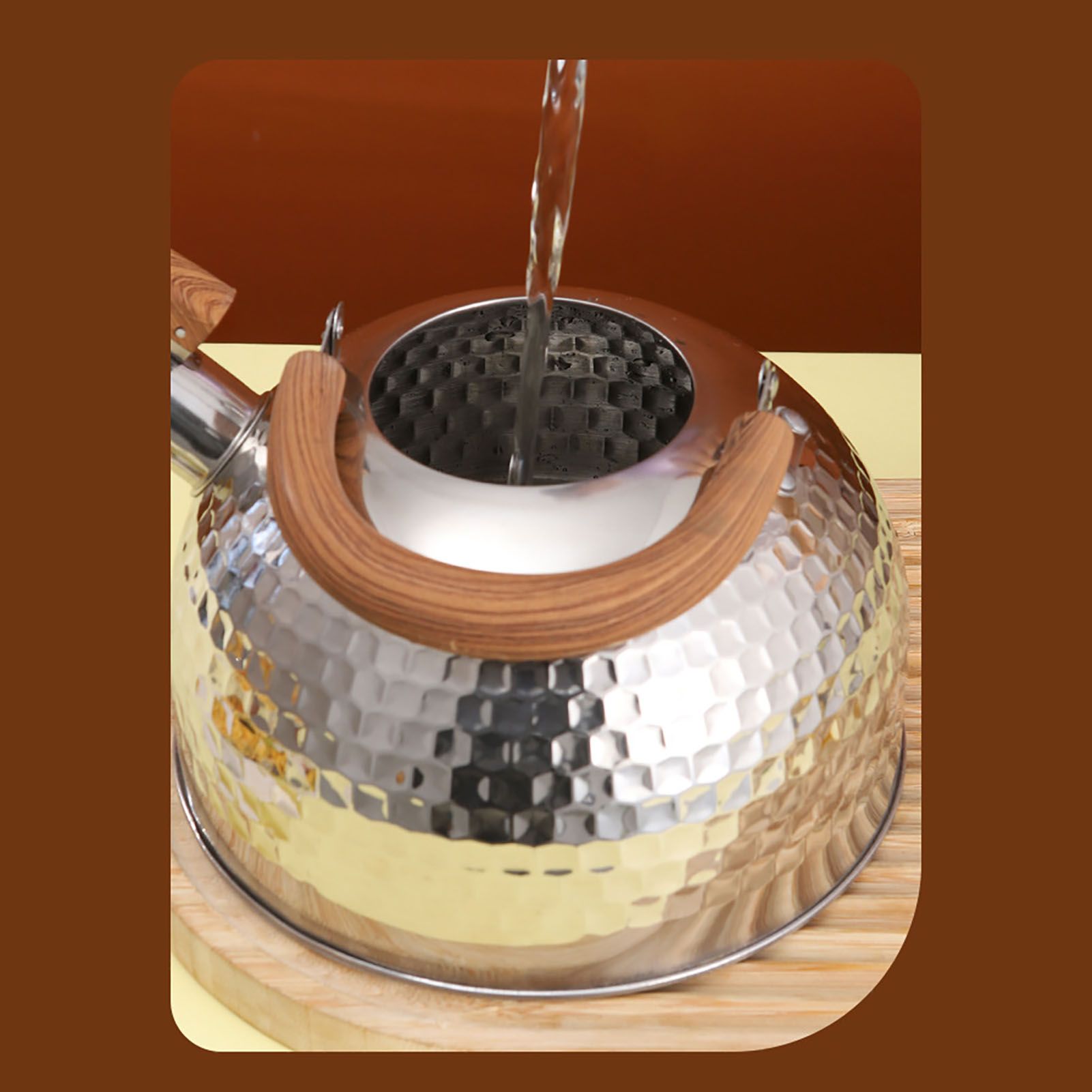Water Kettle Stainless Steel Whistle Water Kettle Large Capacity Flat Bottomed for Gas Induction Cooker Boil Water 2L Hammer - Image 4