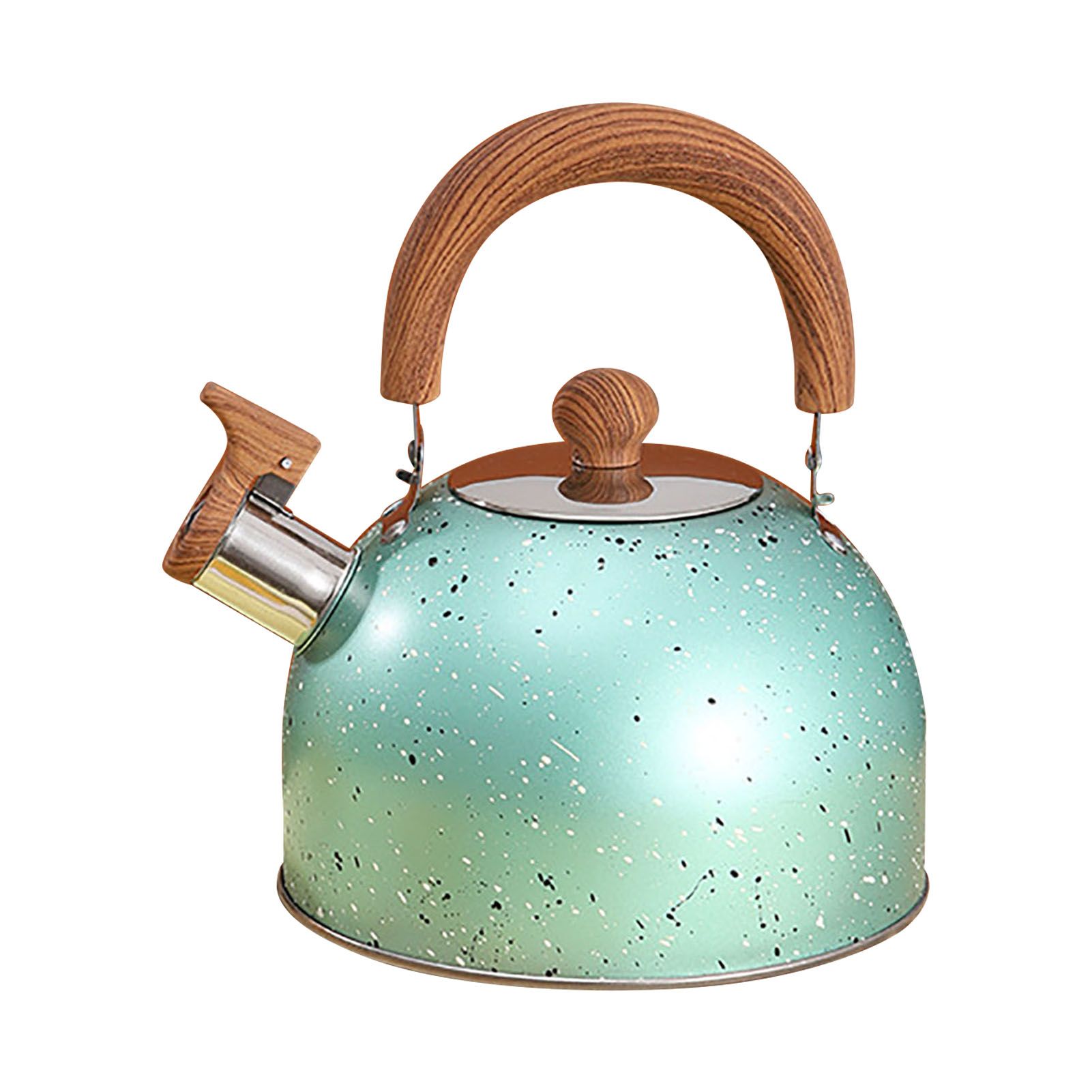 Water Kettle Stainless Steel Whistle Water Kettle Large Capacity Flat Bottomed for Gas Induction Cooker Boil Water 2L Green - Image 1