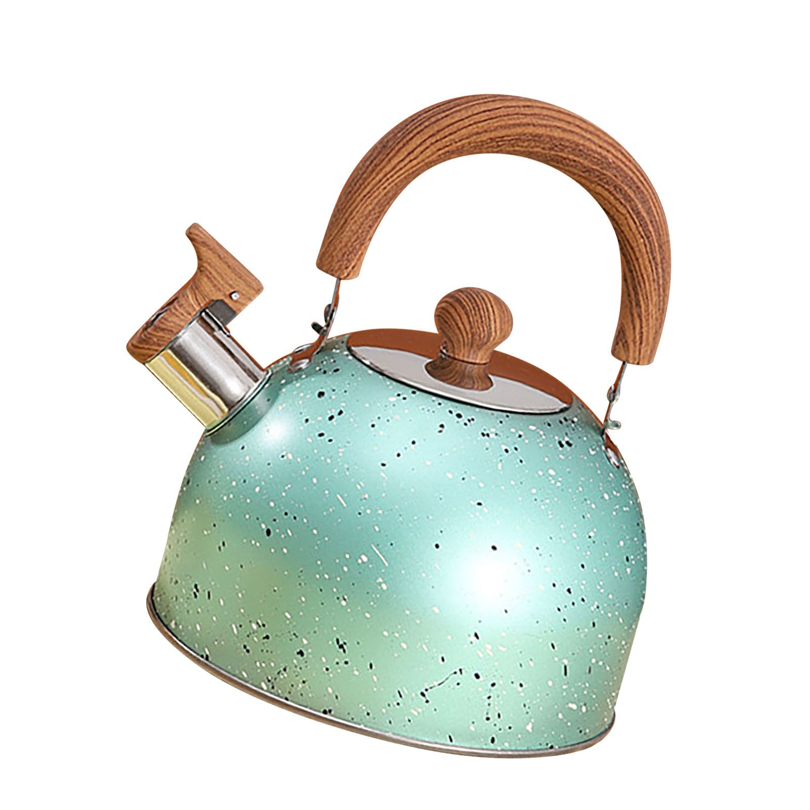 Water Kettle Stainless Steel Whistle Water Kettle Large Capacity Flat Bottomed for Gas Induction Cooker Boil Water 2L Green - Image 2