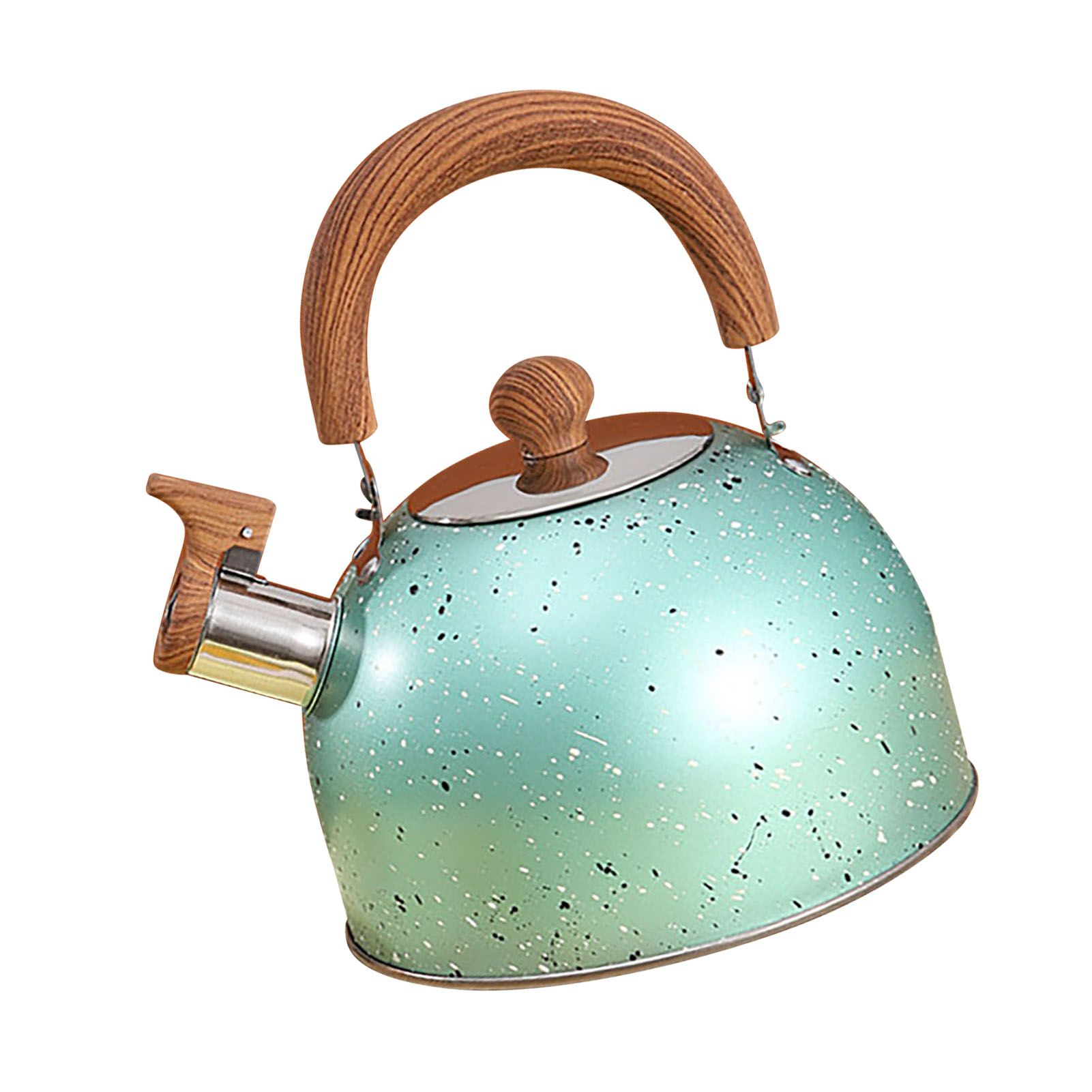 Water Kettle Stainless Steel Whistle Water Kettle Large Capacity Flat Bottomed for Gas Induction Cooker Boil Water 2L Green - Image 3