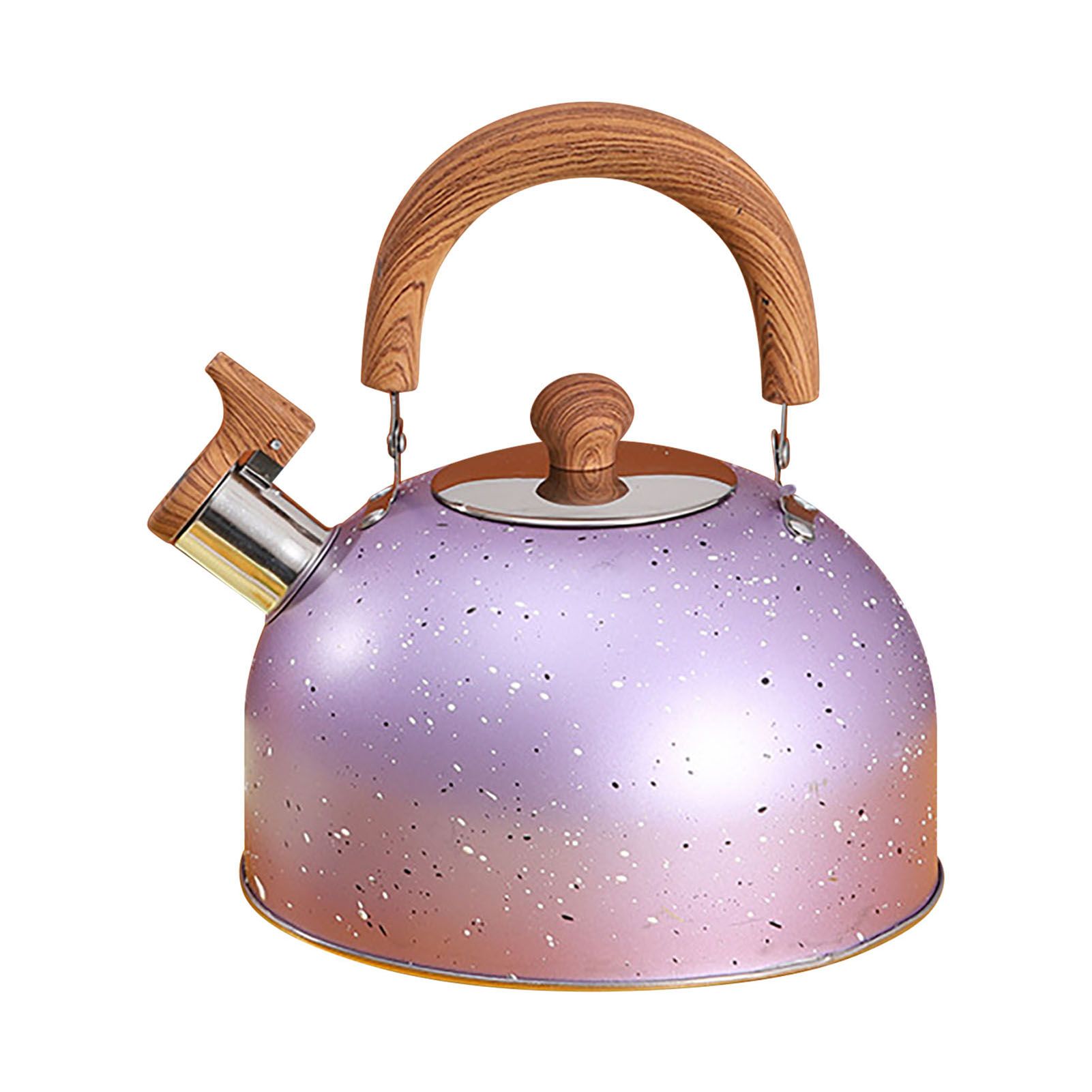 Water Kettle Stainless Steel Whistle Water Kettle Large Capacity Flat Bottomed for Gas Induction Cooker Boil Water 2L Purple - Image 1