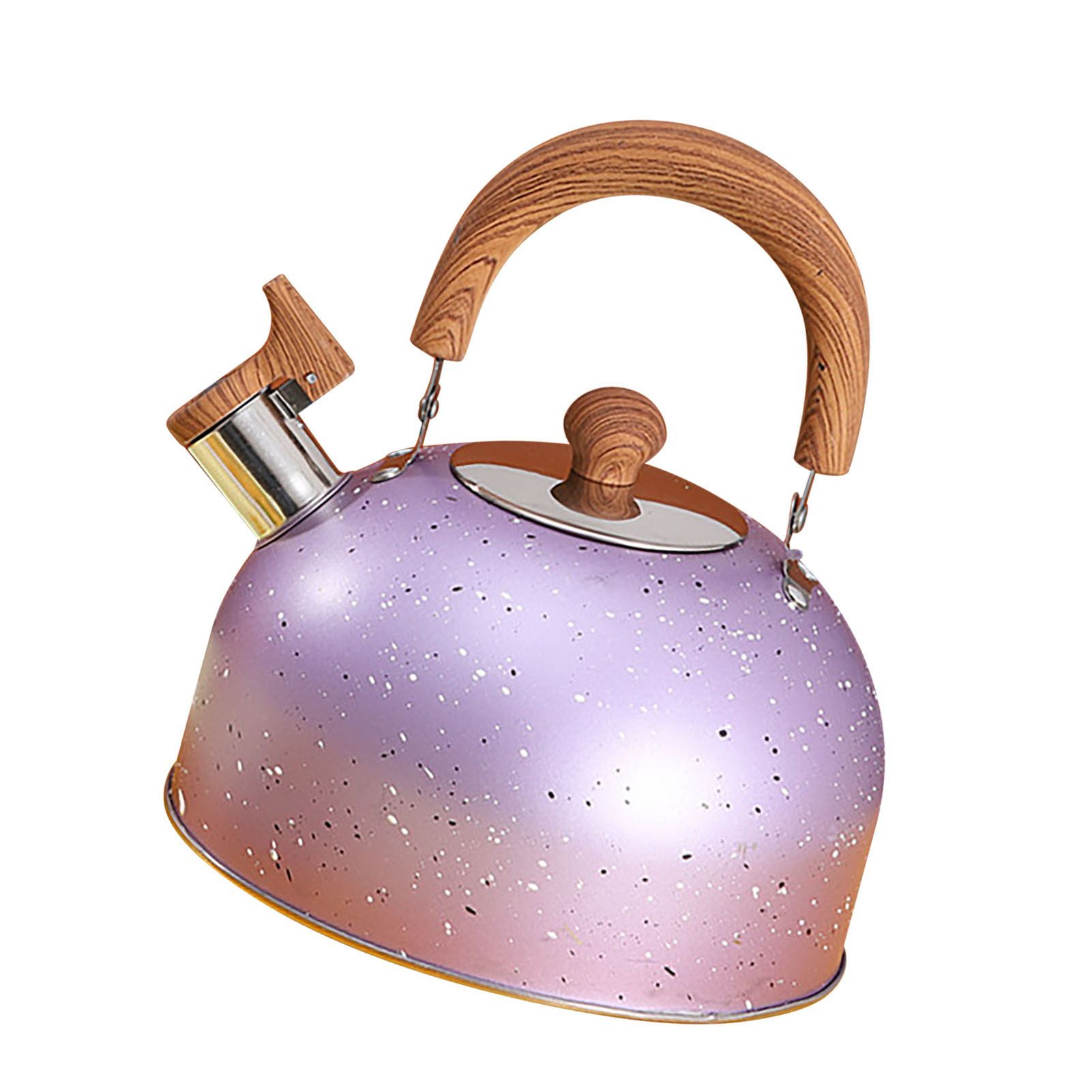 Water Kettle Stainless Steel Whistle Water Kettle Large Capacity Flat Bottomed for Gas Induction Cooker Boil Water 2L Purple - Image 2