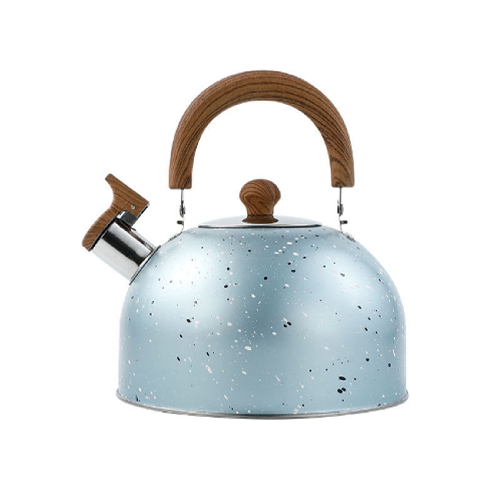 Water Kettle Stainless Steel Whistle Water Kettle Large Capacity Flat Bottomed for Gas Induction Cooker Boil Water 2L Blue - Image 1