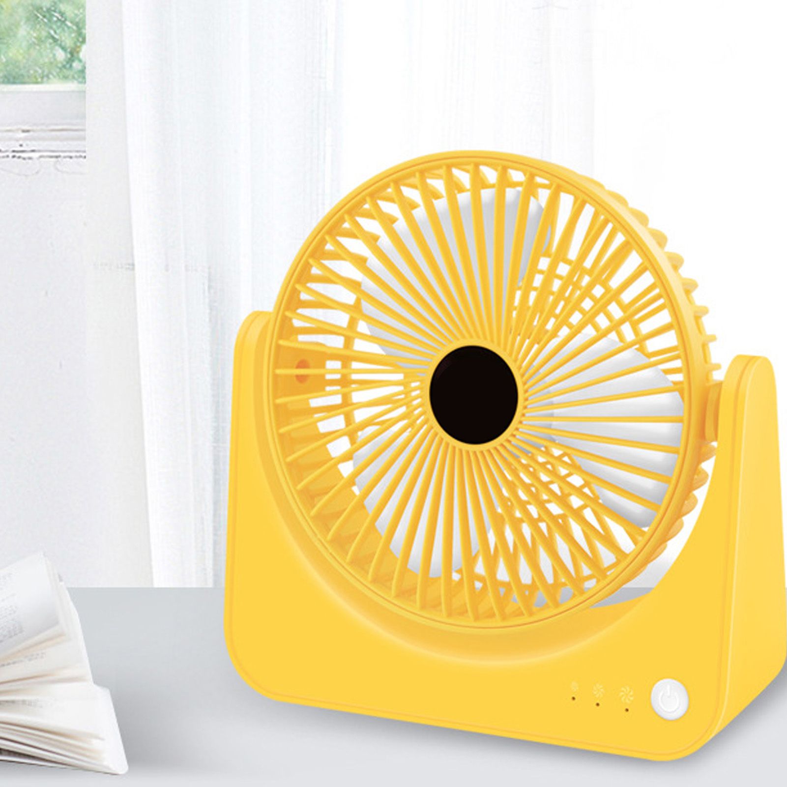 USB Small Desk Fan Quiet Operation Portable Mini Rechargeable Desktop Fan for Home Student Dormitory Office Yellow - Image 7