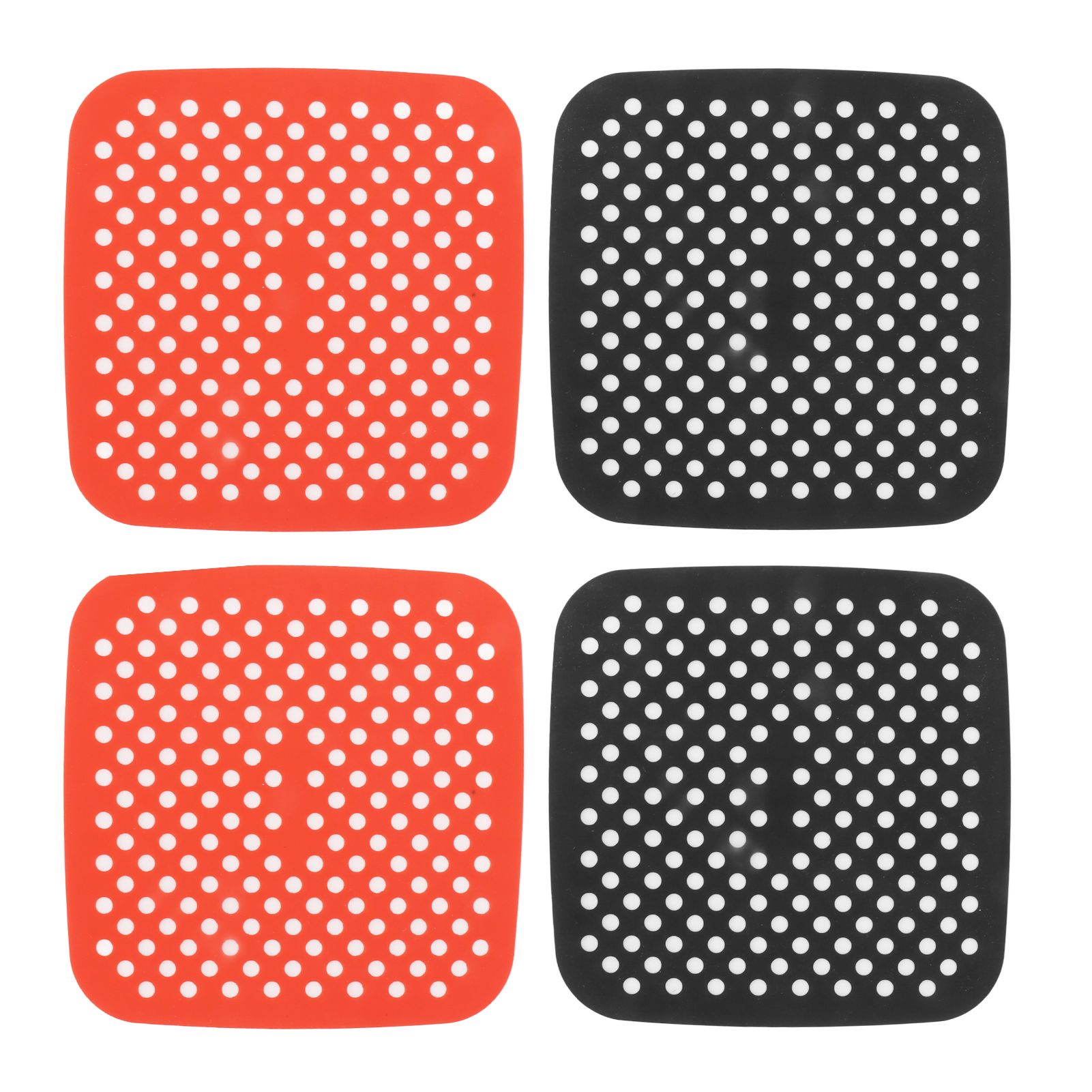 Reusable Air Fryer Mats Stick Proof Dishwasher Safe Oil Resistant Silicone Air Fryer Liner for Oven Red Black 4pcs 18.5cm/7.3in - Image 1
