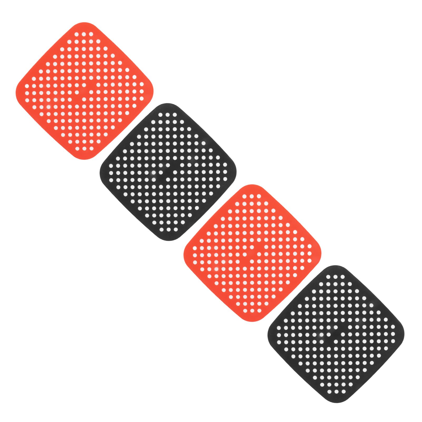 Reusable Air Fryer Mats Stick Proof Dishwasher Safe Oil Resistant Silicone Air Fryer Liner for Oven Red Black 4pcs 18.5cm/7.3in - Image 2