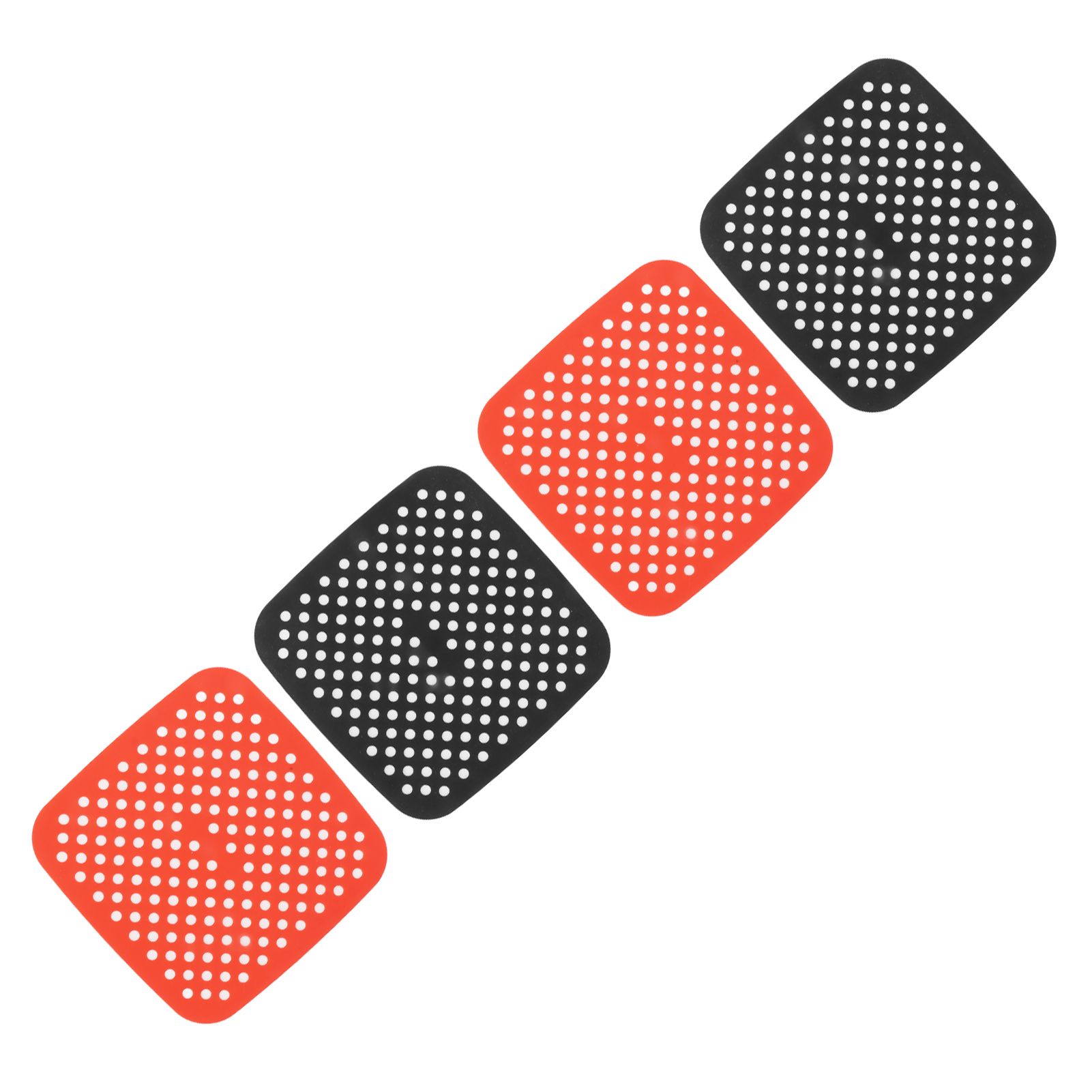 Reusable Air Fryer Mats Stick Proof Dishwasher Safe Oil Resistant Silicone Air Fryer Liner for Oven Red Black 4pcs 18.5cm/7.3in - Image 3