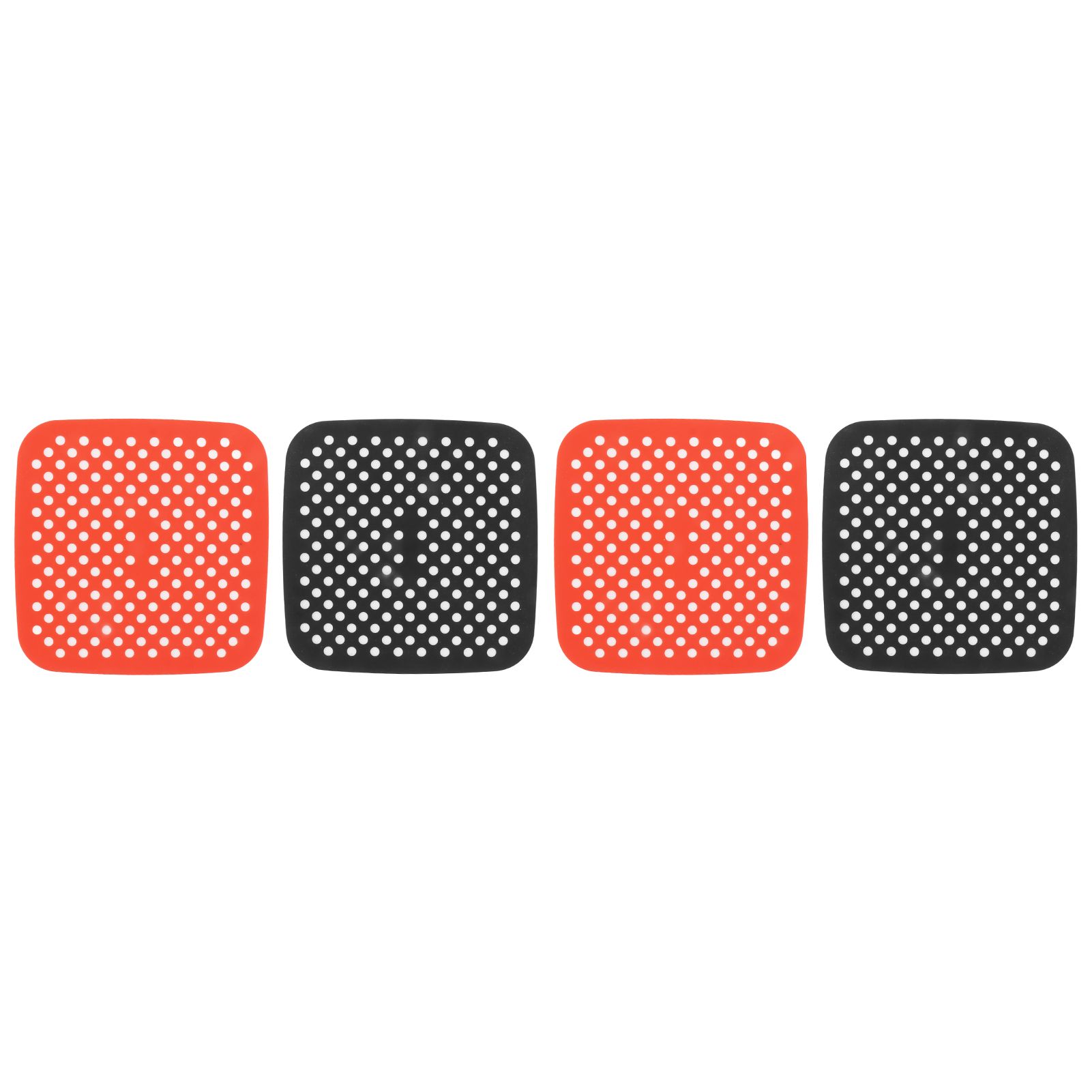 Reusable Air Fryer Mats Stick Proof Dishwasher Safe Oil Resistant Silicone Air Fryer Liner for Oven Red Black 4pcs 18.5cm/7.3in - Image 4