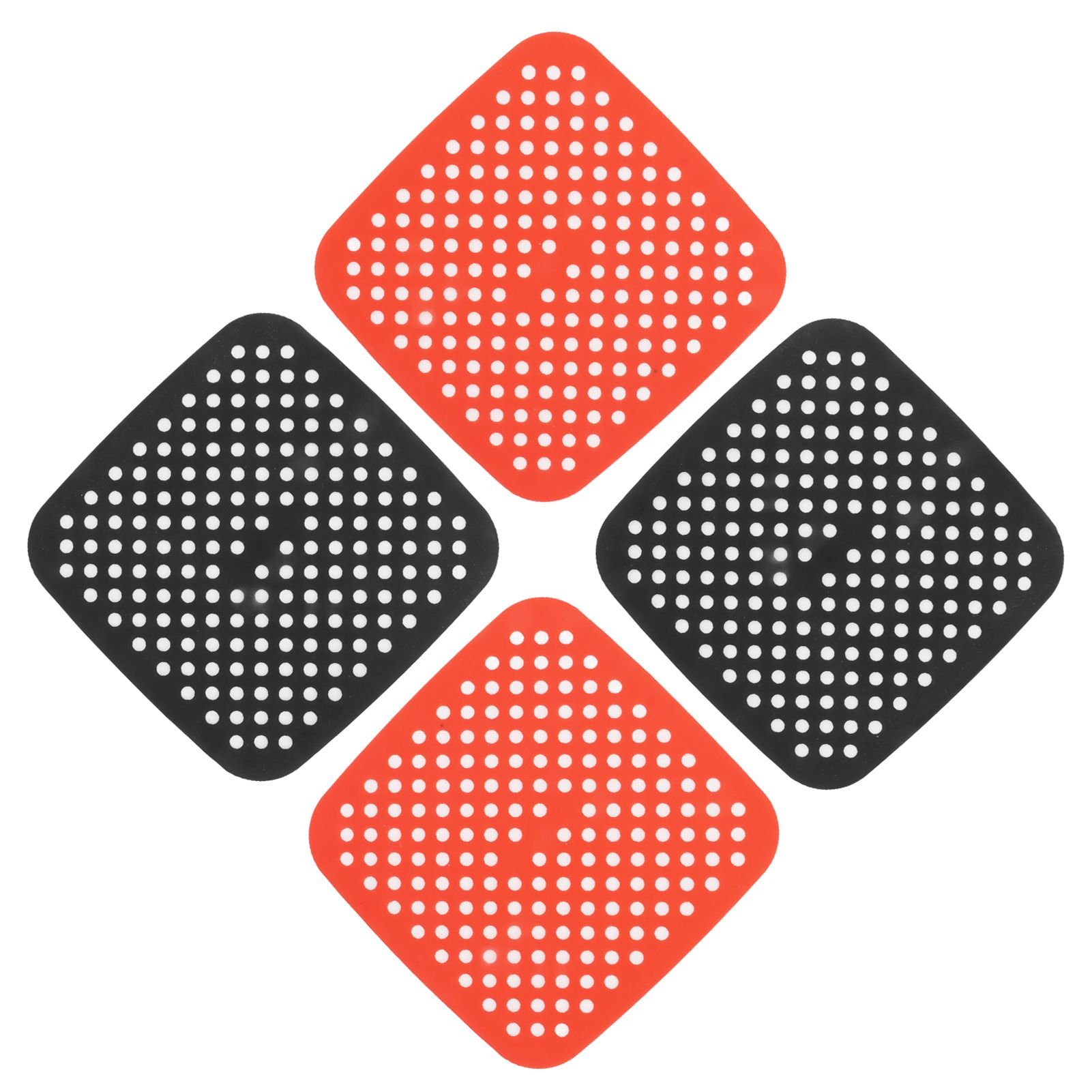 Reusable Air Fryer Mats Stick Proof Dishwasher Safe Oil Resistant Silicone Air Fryer Liner for Oven Red Black 4pcs 18.5cm/7.3in - Image 5