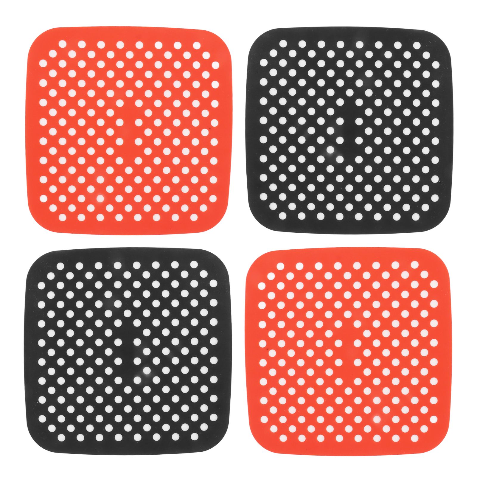 Reusable Air Fryer Mats Stick Proof Dishwasher Safe Oil Resistant Silicone Air Fryer Liner for Oven Red Black 4pcs 18.5cm/7.3in - Image 6