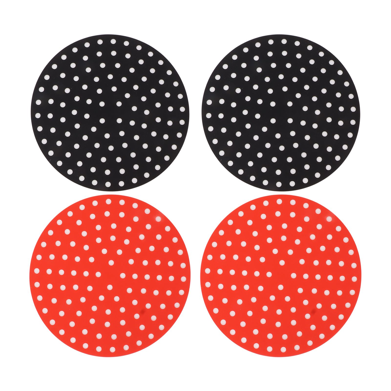 4PCS Round Air Fryer Mat High Temperature Resistant Oilproof Reusable Silicone Air Fryer Liner for Air Fryer Accessories 2 X 23cm/9.1in Red, 2 X 23cm/9.1in Black - Image 2
