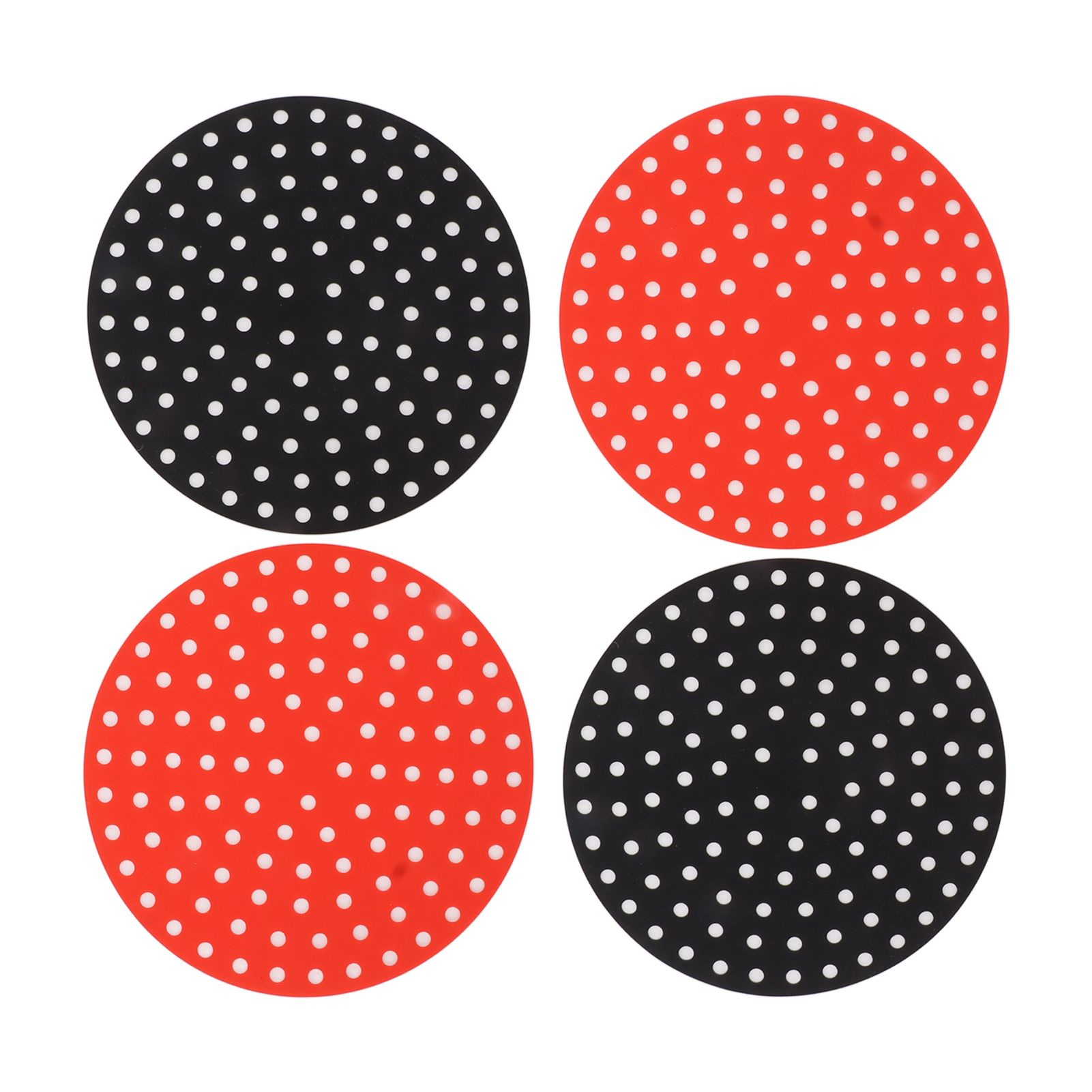 4PCS Round Air Fryer Mat High Temperature Resistant Oilproof Reusable Silicone Air Fryer Liner for Air Fryer Accessories 2 X 23cm/9.1in Red, 2 X 23cm/9.1in Black - Image 3