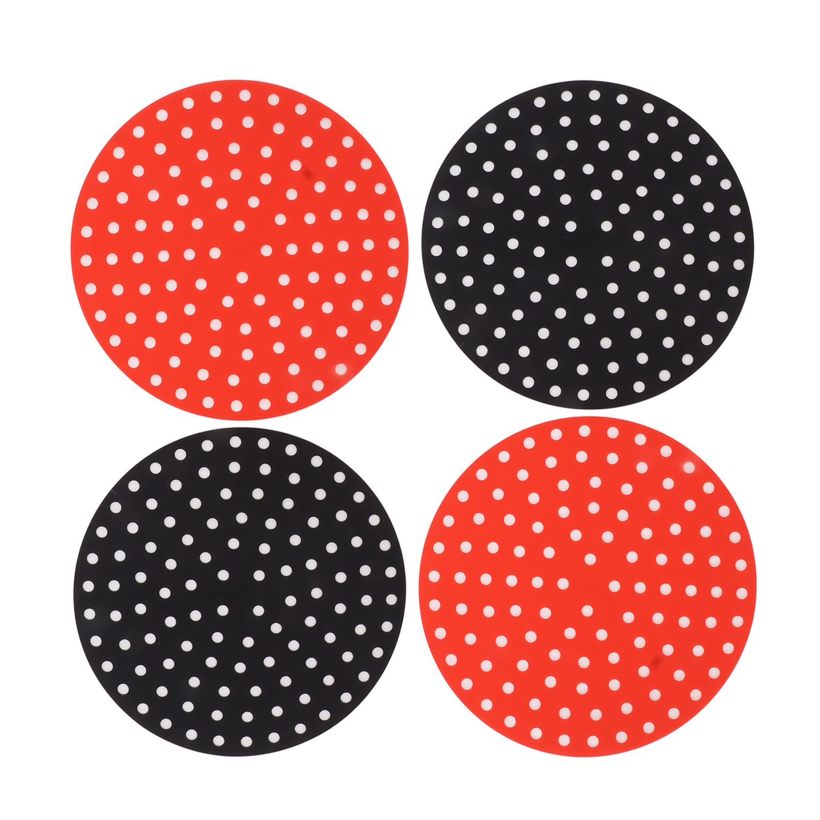 4PCS Round Air Fryer Mat High Temperature Resistant Oilproof Reusable Silicone Air Fryer Liner for Air Fryer Accessories 2 X 23cm/9.1in Red, 2 X 23cm/9.1in Black - Image 4