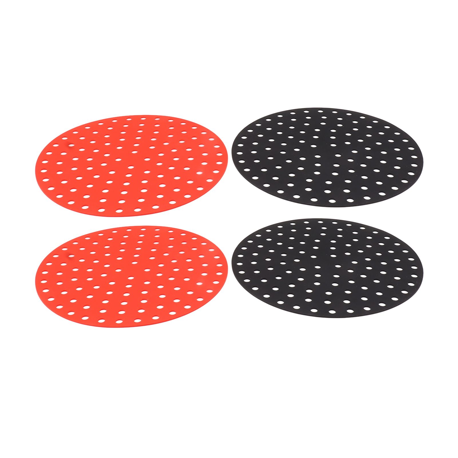 4PCS Round Air Fryer Mat High Temperature Resistant Oilproof Reusable Silicone Air Fryer Liner for Air Fryer Accessories 2 X 23cm/9.1in Red, 2 X 23cm/9.1in Black - Image 5