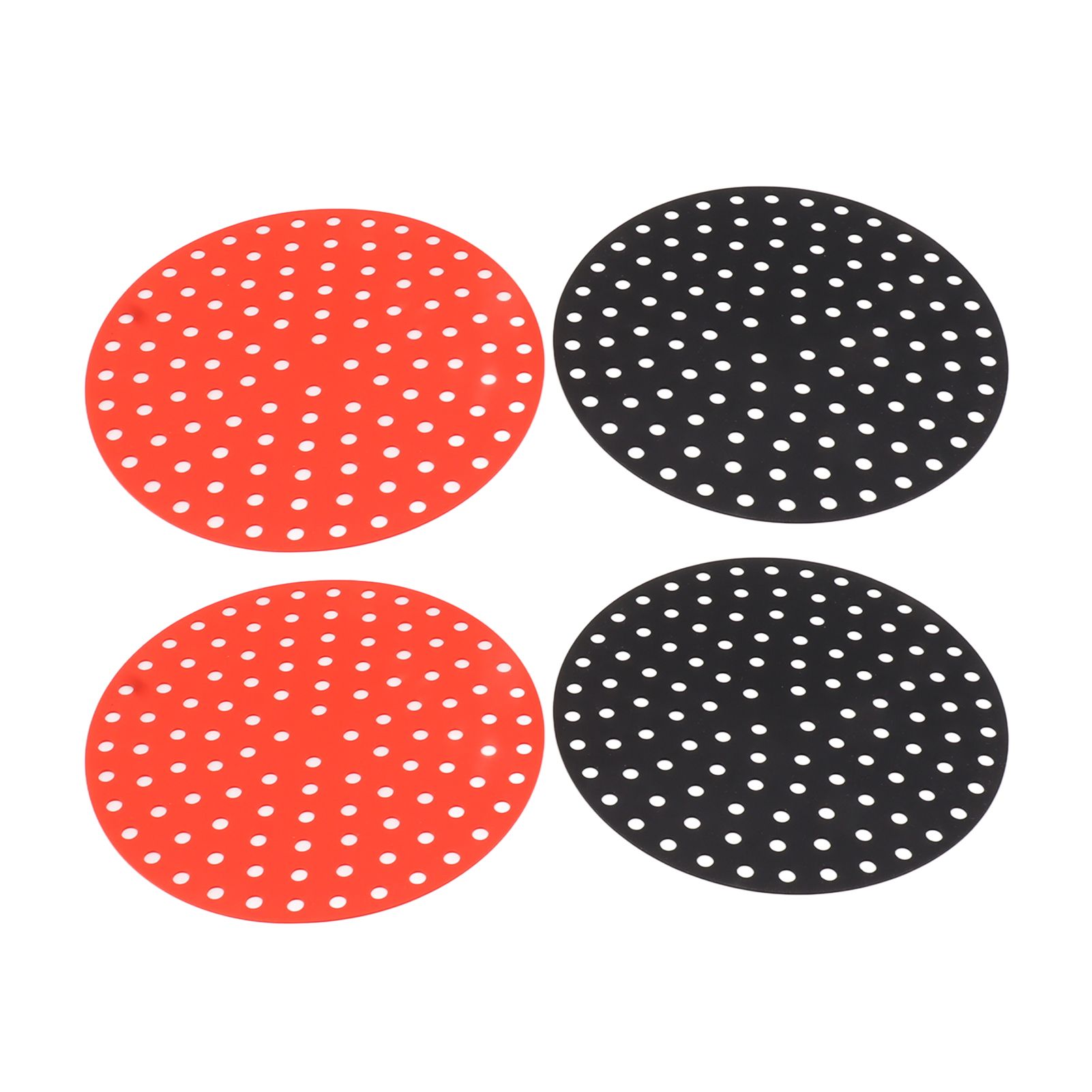 4PCS Round Air Fryer Mat High Temperature Resistant Oilproof Reusable Silicone Air Fryer Liner for Air Fryer Accessories 2 X 23cm/9.1in Red, 2 X 23cm/9.1in Black - Image 6