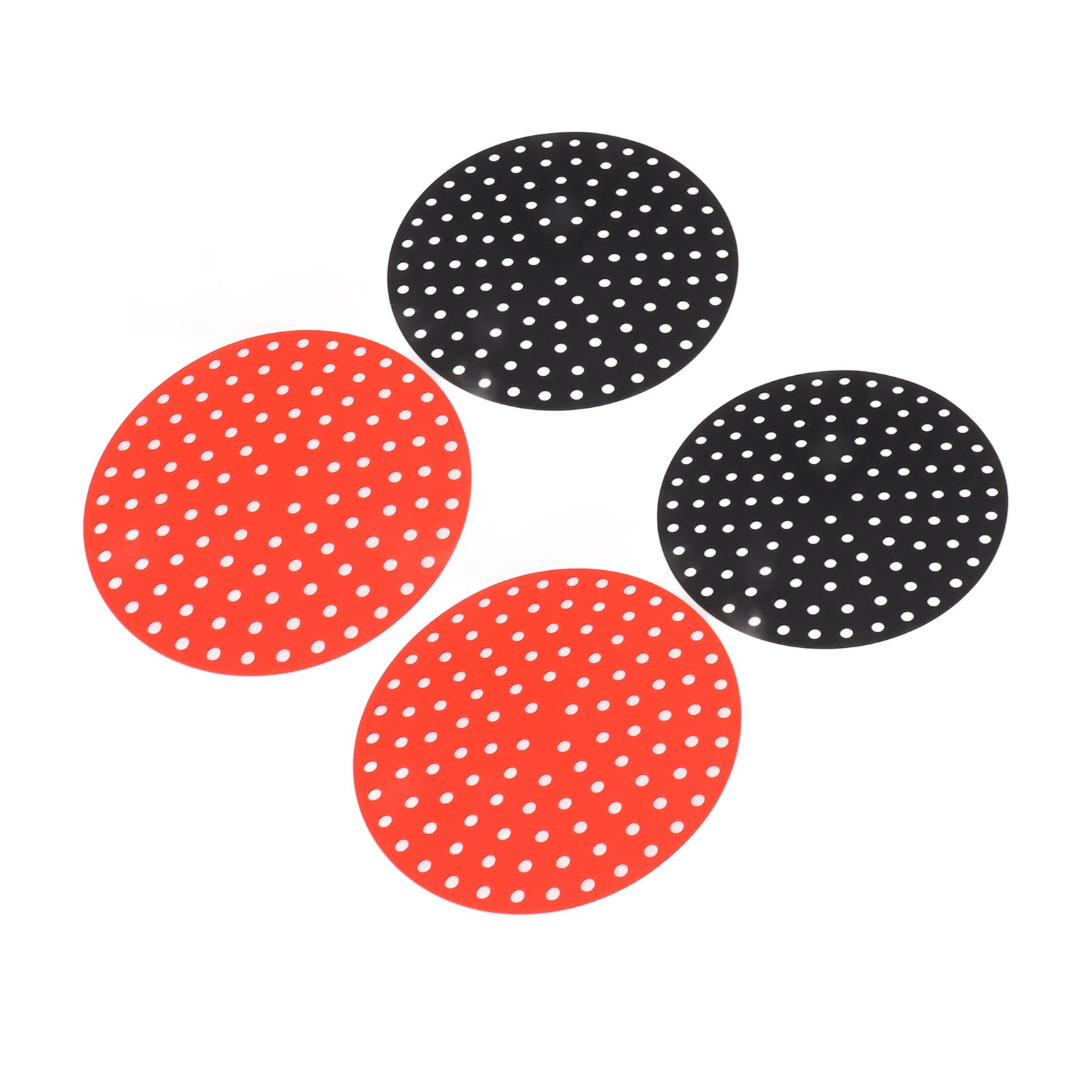 4PCS Round Air Fryer Mat High Temperature Resistant Oilproof Reusable Silicone Air Fryer Liner for Air Fryer Accessories 2 X 23cm/9.1in Red, 2 X 23cm/9.1in Black - Image 7