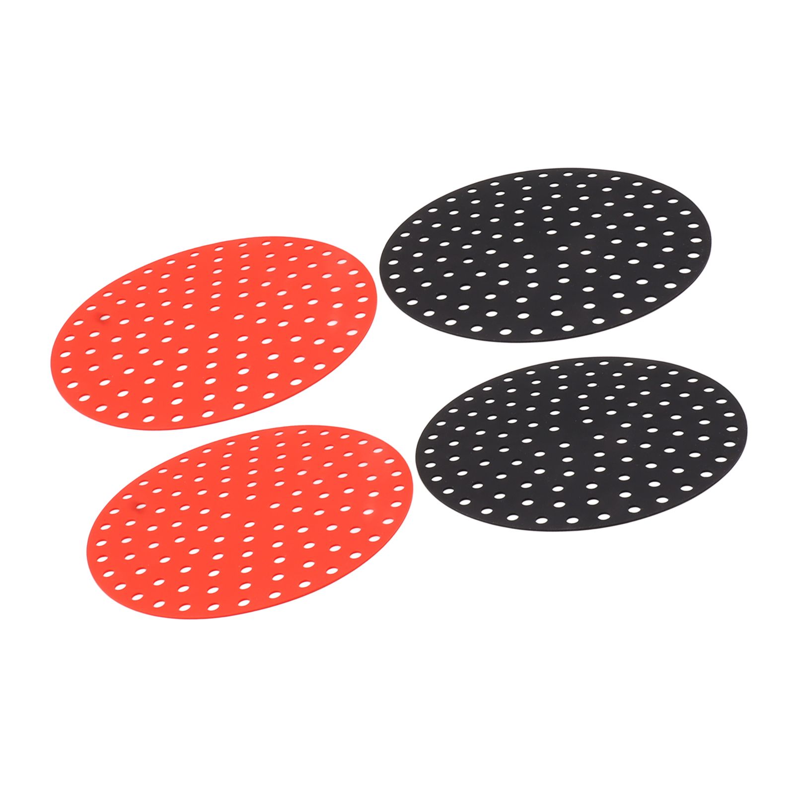4PCS Round Air Fryer Mat High Temperature Resistant Oilproof Reusable Silicone Air Fryer Liner for Air Fryer Accessories 2 X 23cm/9.1in Red, 2 X 23cm/9.1in Black - Image 8