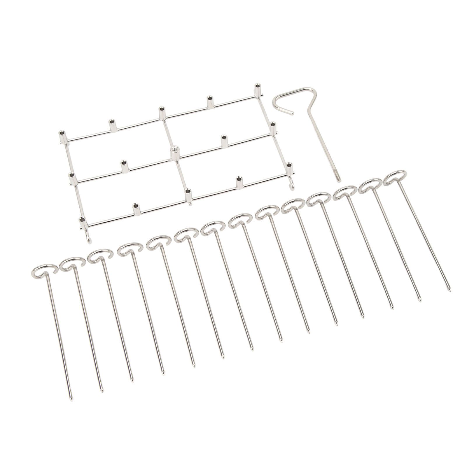 Skewer Stand Fryer Grill Rack Set Stainless Steel Vertical BBQ Grill Rack Round Rotating Fryer Stand for Ninja DZ201 Foodi 8 Quart - Image 2