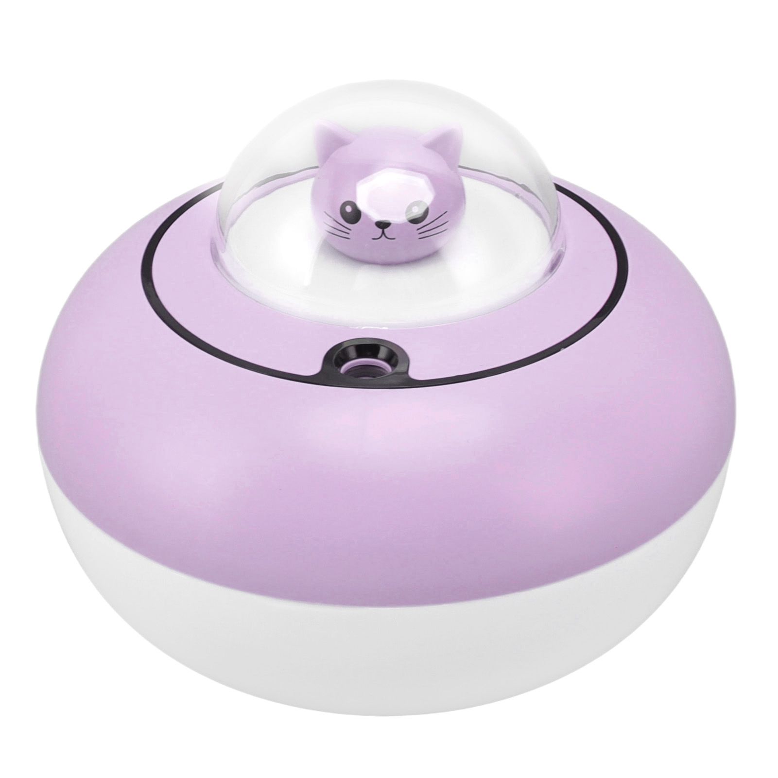 Mini Humidifier Cute Cat Sculpture Portable Quiet Desktop Air Humidifier for Home Office USB Plug in Purple - Image 2